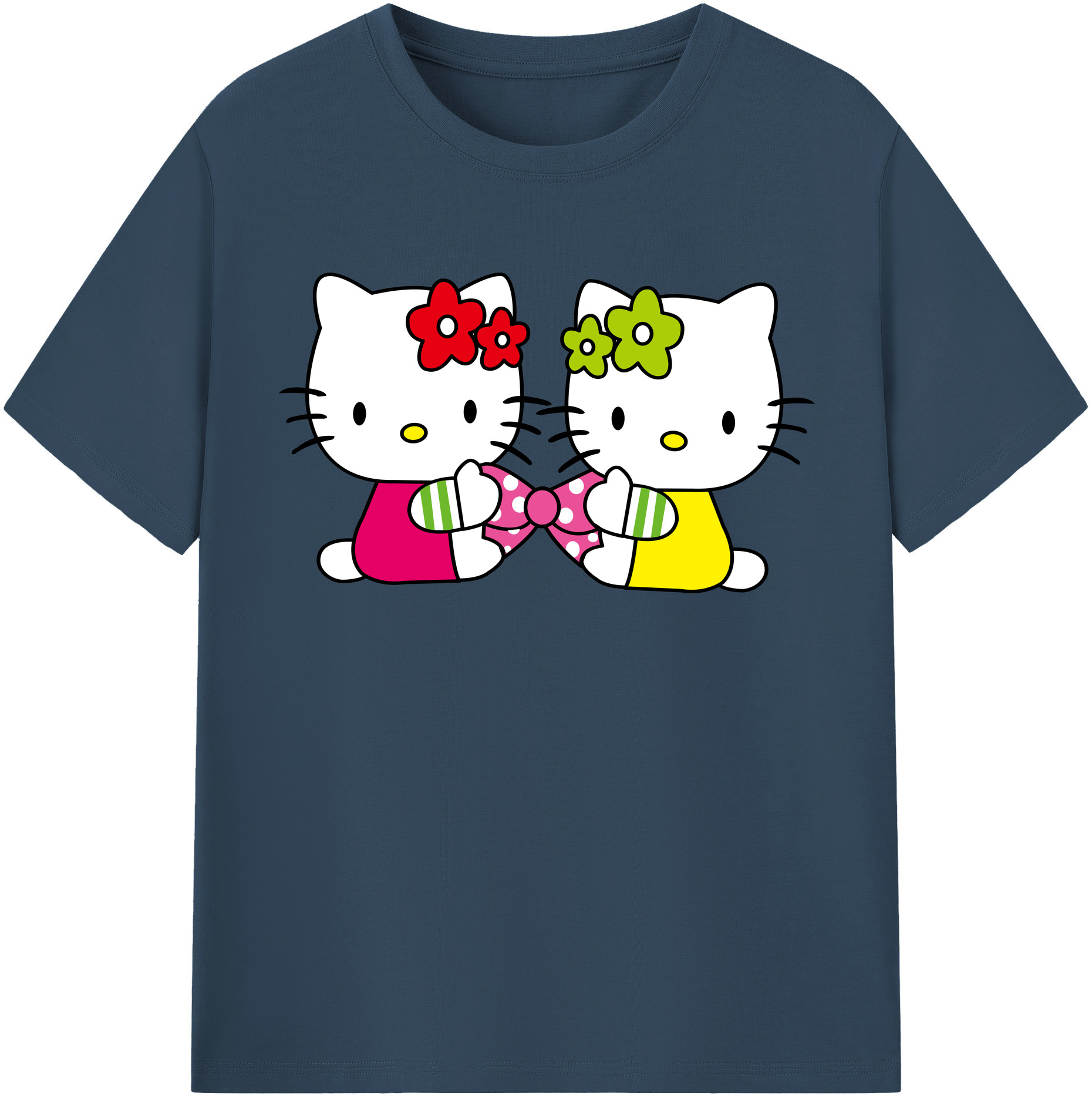 （画像用） Hello Kitty ハローキティ レディースカジュアルプリントTシャツ（綿100％）