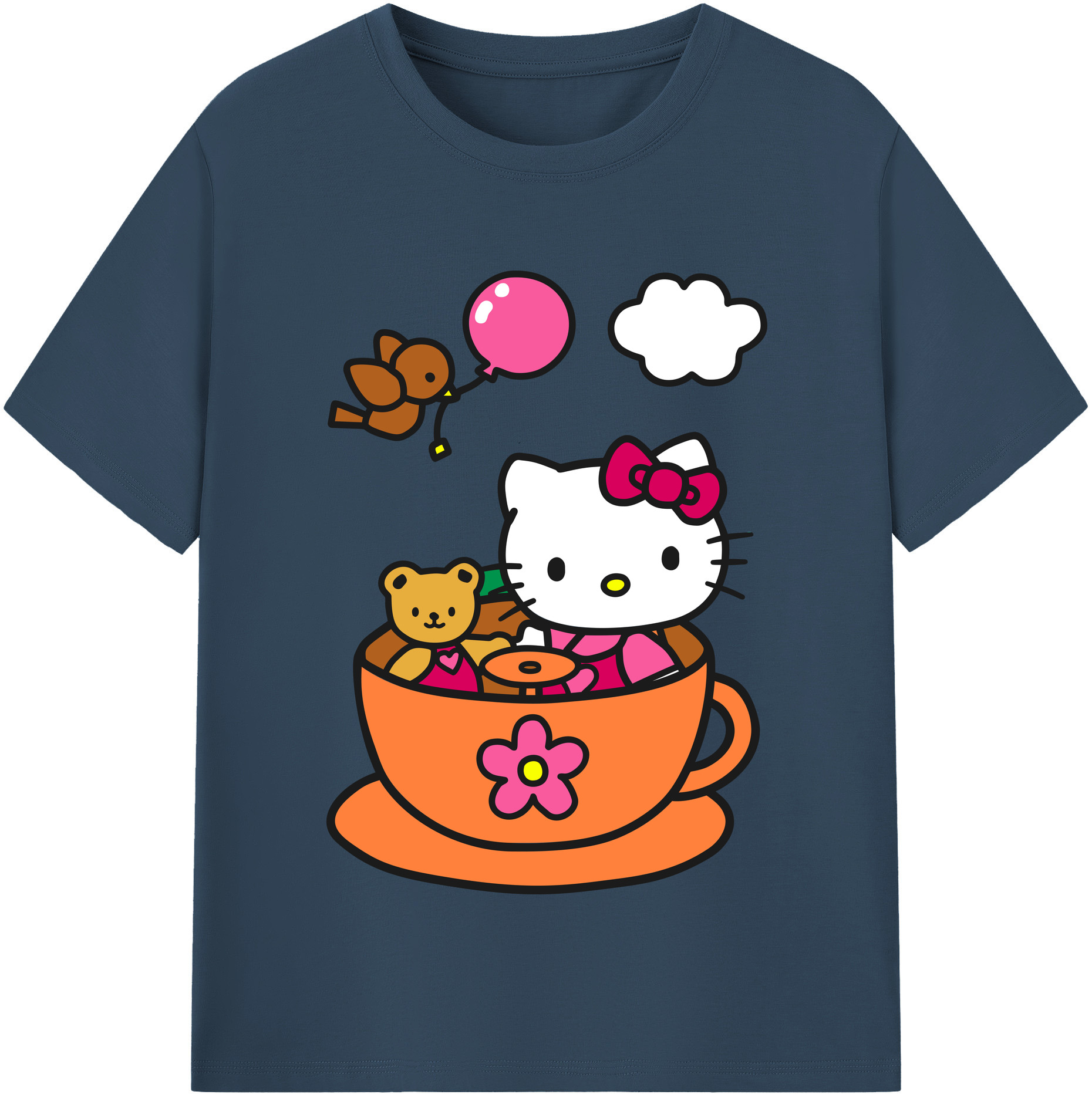 （画像用） Hello Kitty ハローキティ レディースカジュアルプリントTシャツ（綿100％）