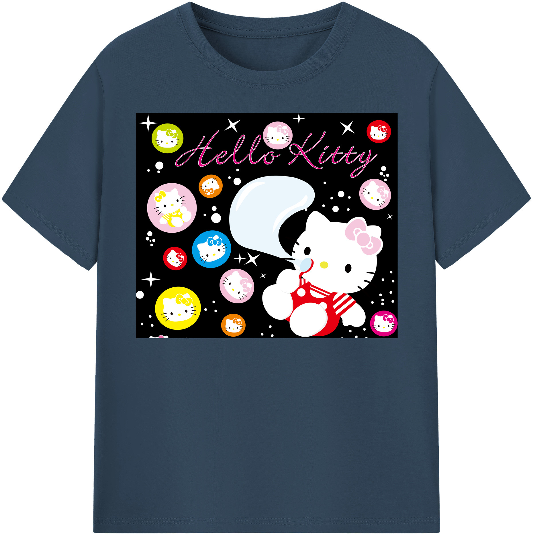 （画像用） Hello Kitty ハローキティ レディースカジュアルプリントTシャツ（綿100％）