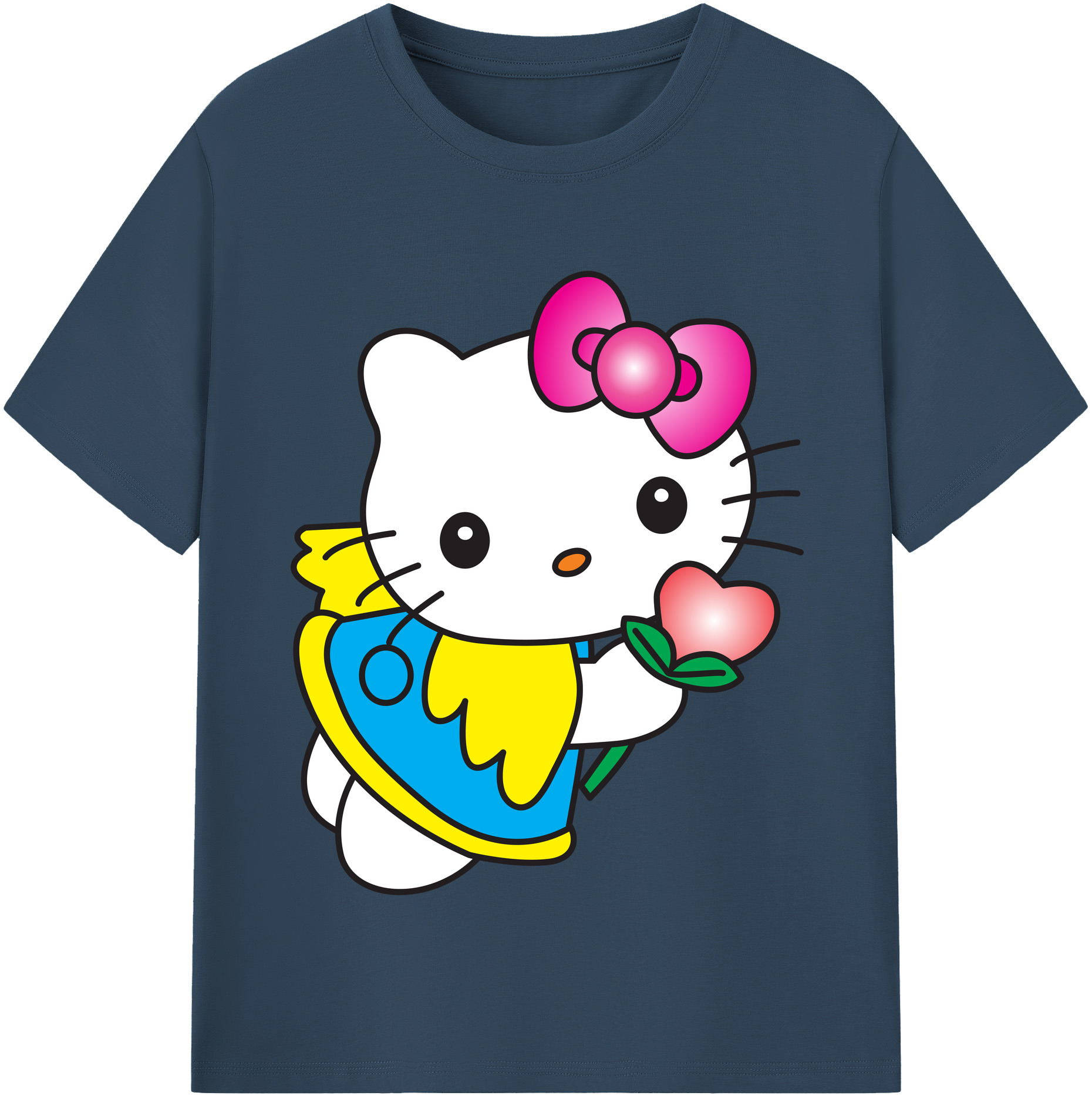（画像用） Hello Kitty ハローキティ レディースカジュアルプリントTシャツ（綿100％）