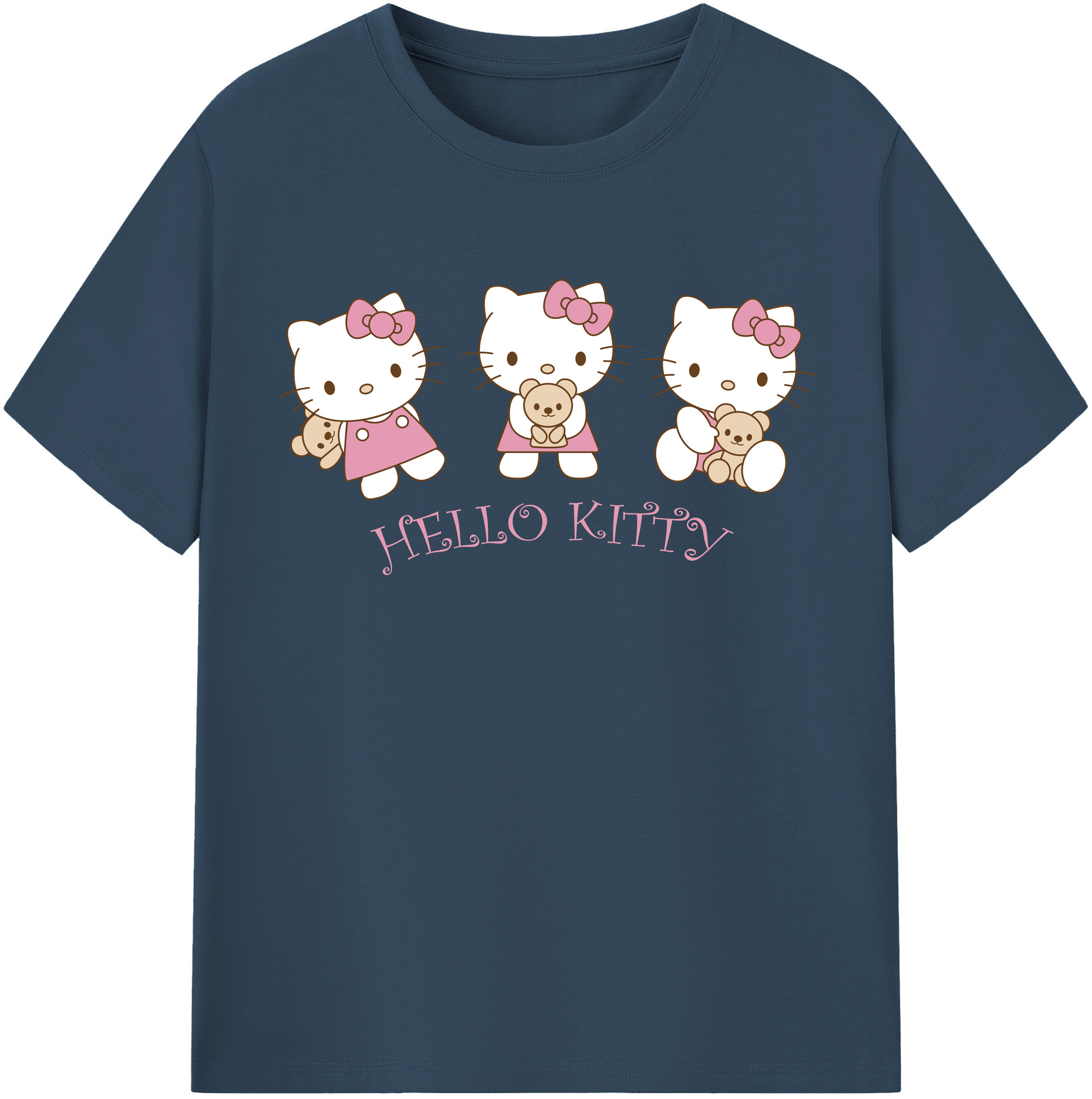 （画像用） Hello Kitty ハローキティ レディースカジュアルプリントTシャツ（綿100％）