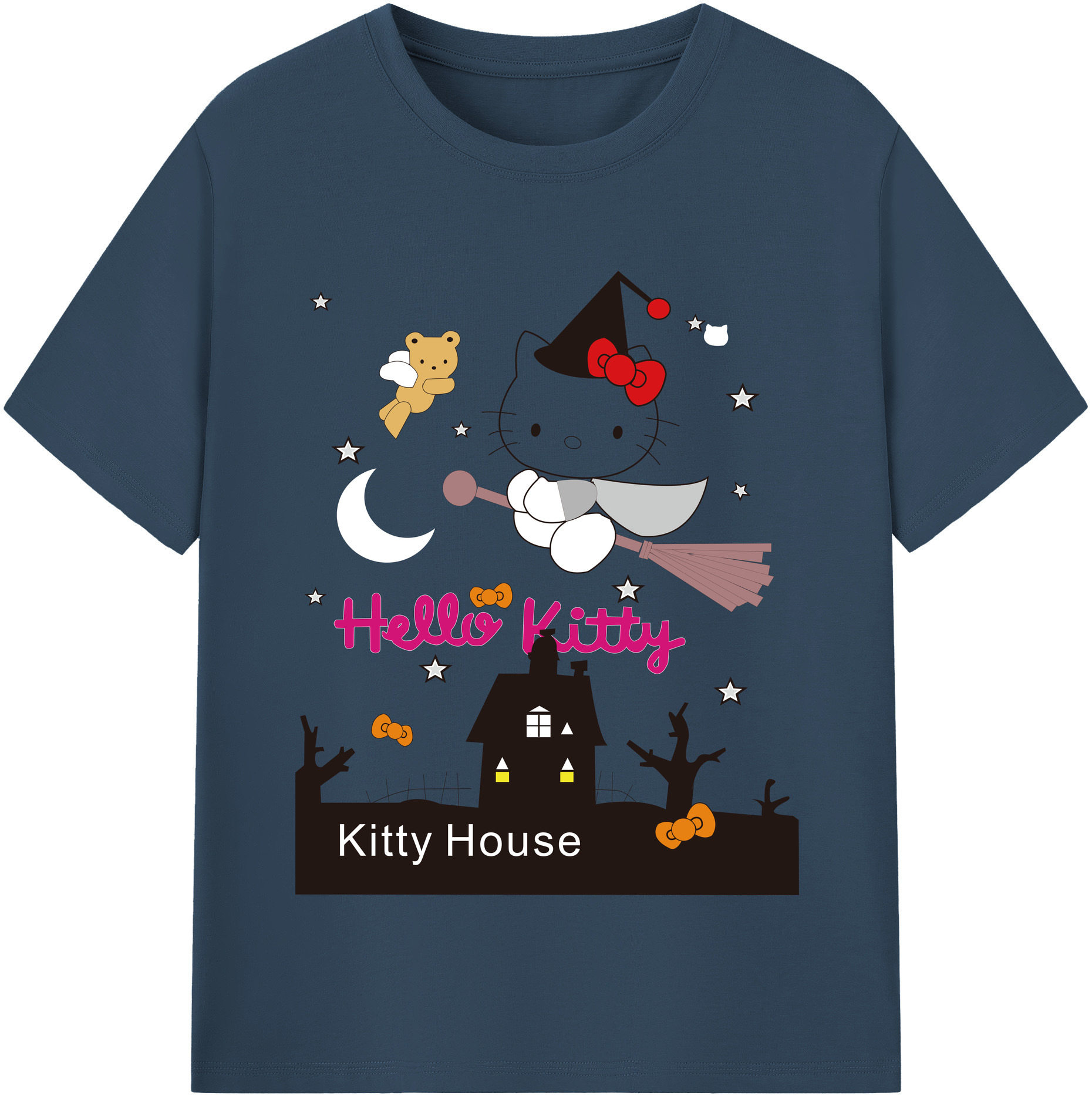 （画像用） Hello Kitty ハローキティ レディースカジュアルプリントTシャツ（綿100％）