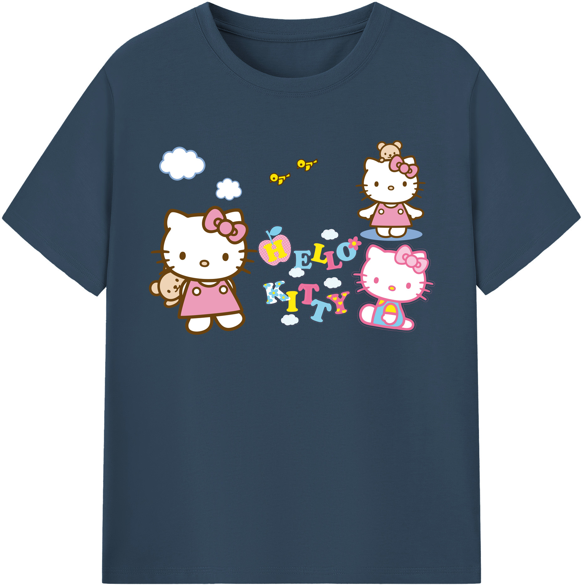 （画像用） Hello Kitty ハローキティ レディースカジュアルプリントTシャツ（綿100％）