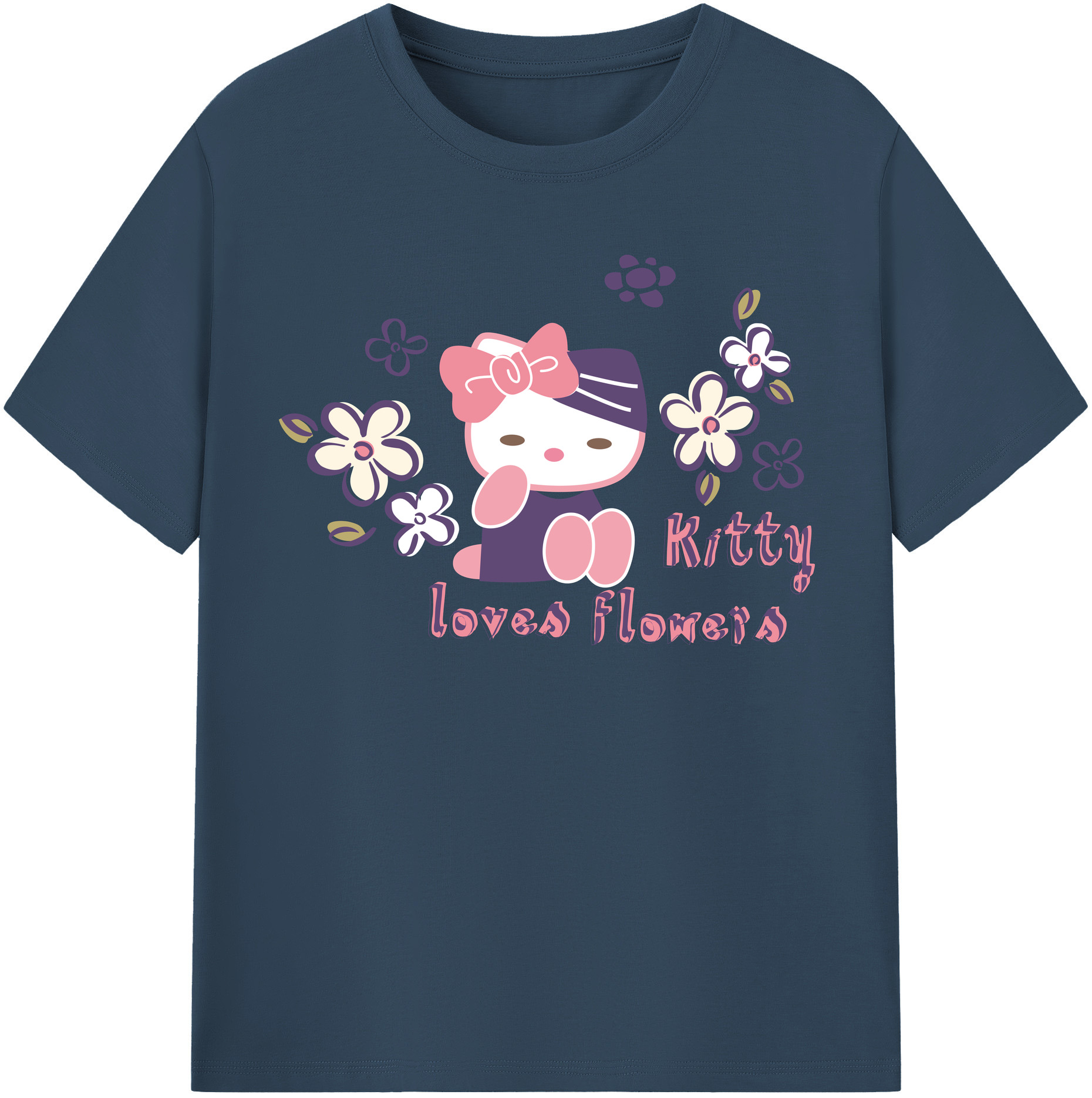 （画像用） Hello Kitty ハローキティ レディースカジュアルプリントTシャツ（綿100％）