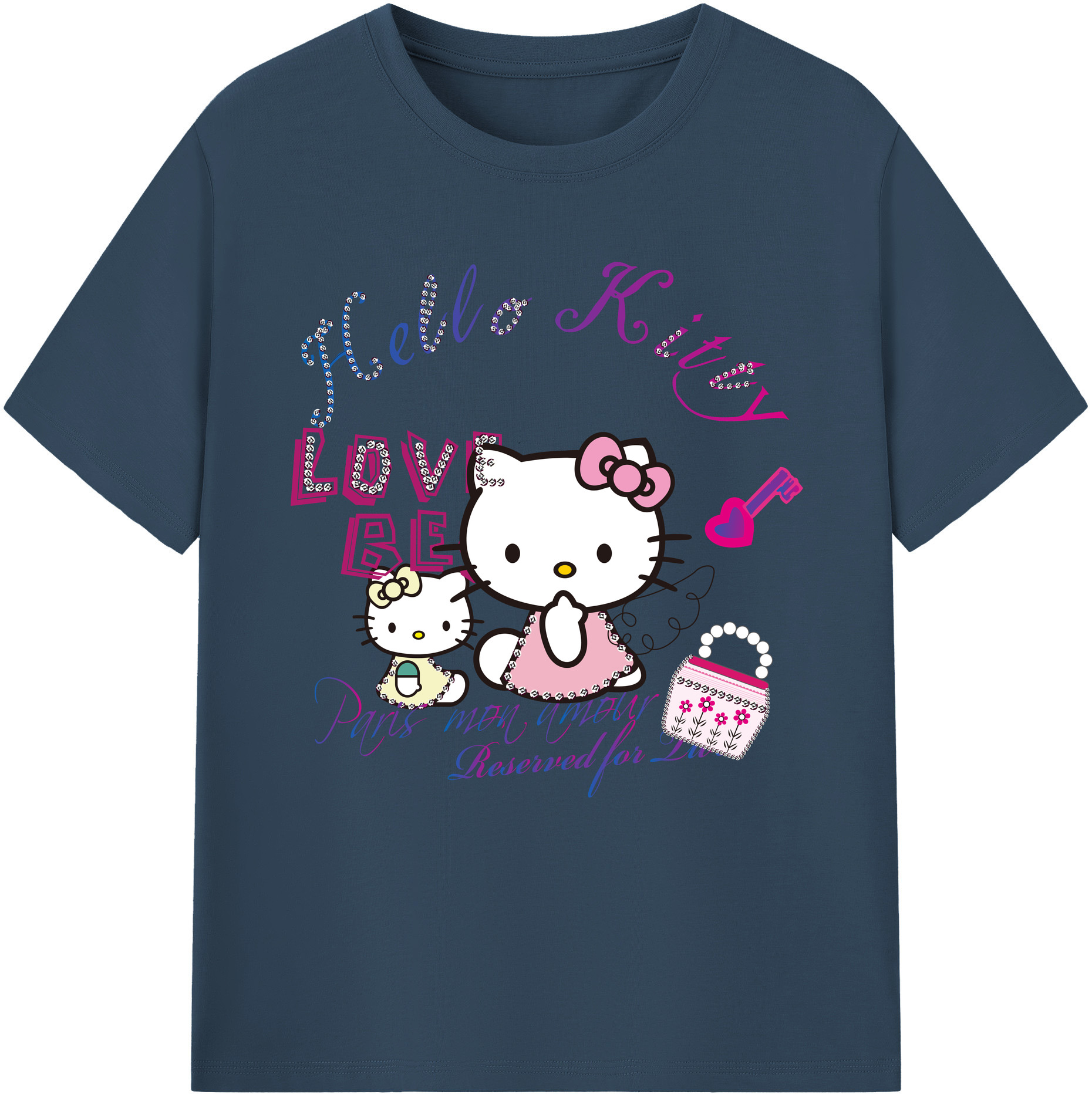 （画像用） Hello Kitty ハローキティ レディースカジュアルプリントTシャツ（綿100％）