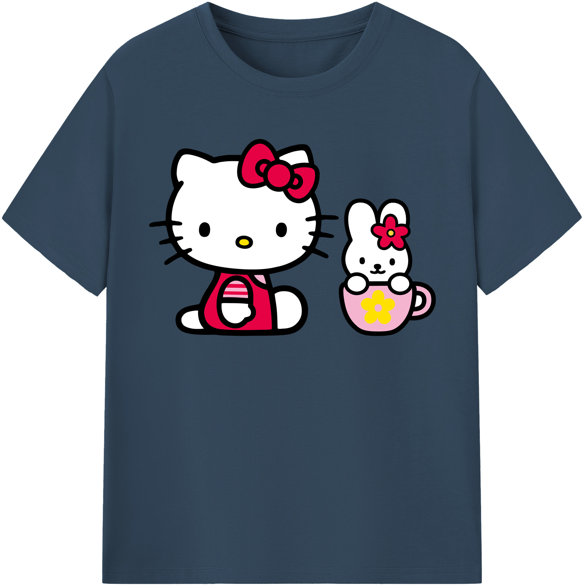 （画像用） Hello Kitty ハローキティ レディースカジュアルプリントTシャツ（綿100％）