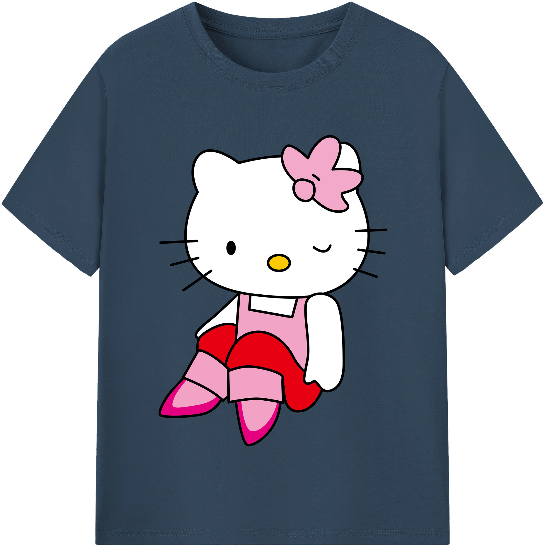 （画像用） Hello Kitty ハローキティ レディースカジュアルプリントTシャツ（綿100％）