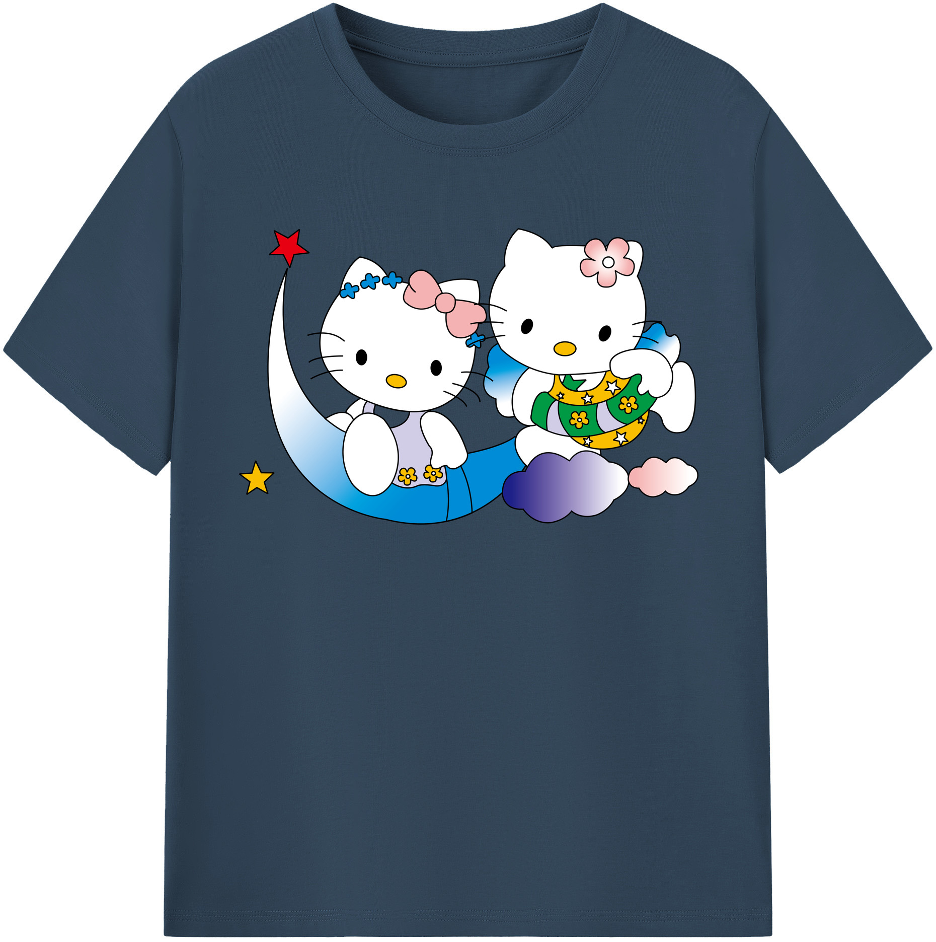 （画像用） Hello Kitty ハローキティ レディースカジュアルプリントTシャツ（綿100％）