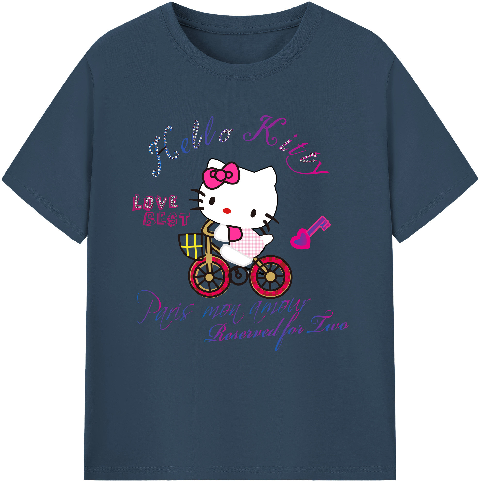 （画像用） Hello Kitty ハローキティ レディースカジュアルプリントTシャツ（綿100％）