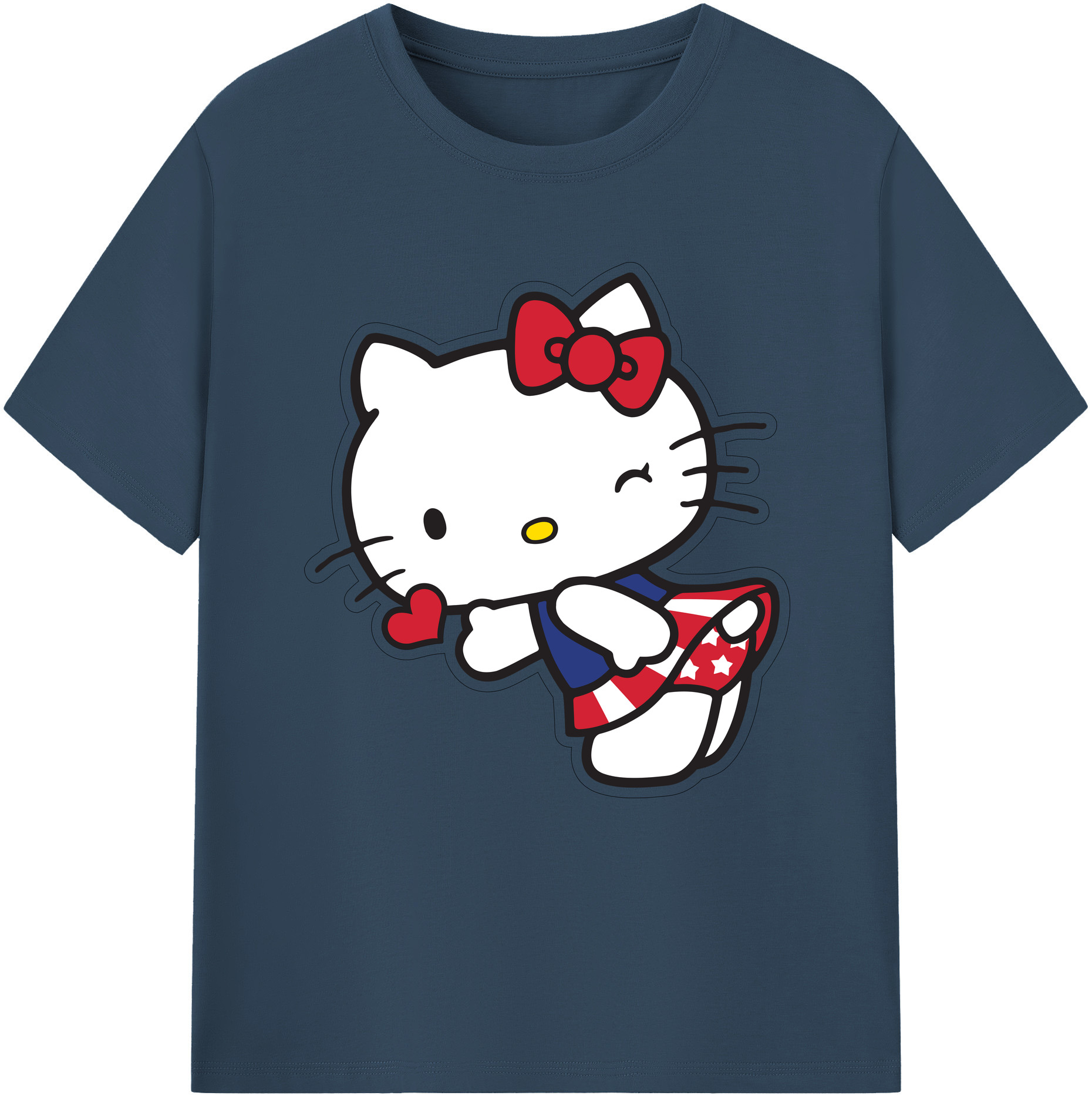 （画像用） Hello Kitty ハローキティ レディースカジュアルプリントTシャツ（綿100％）