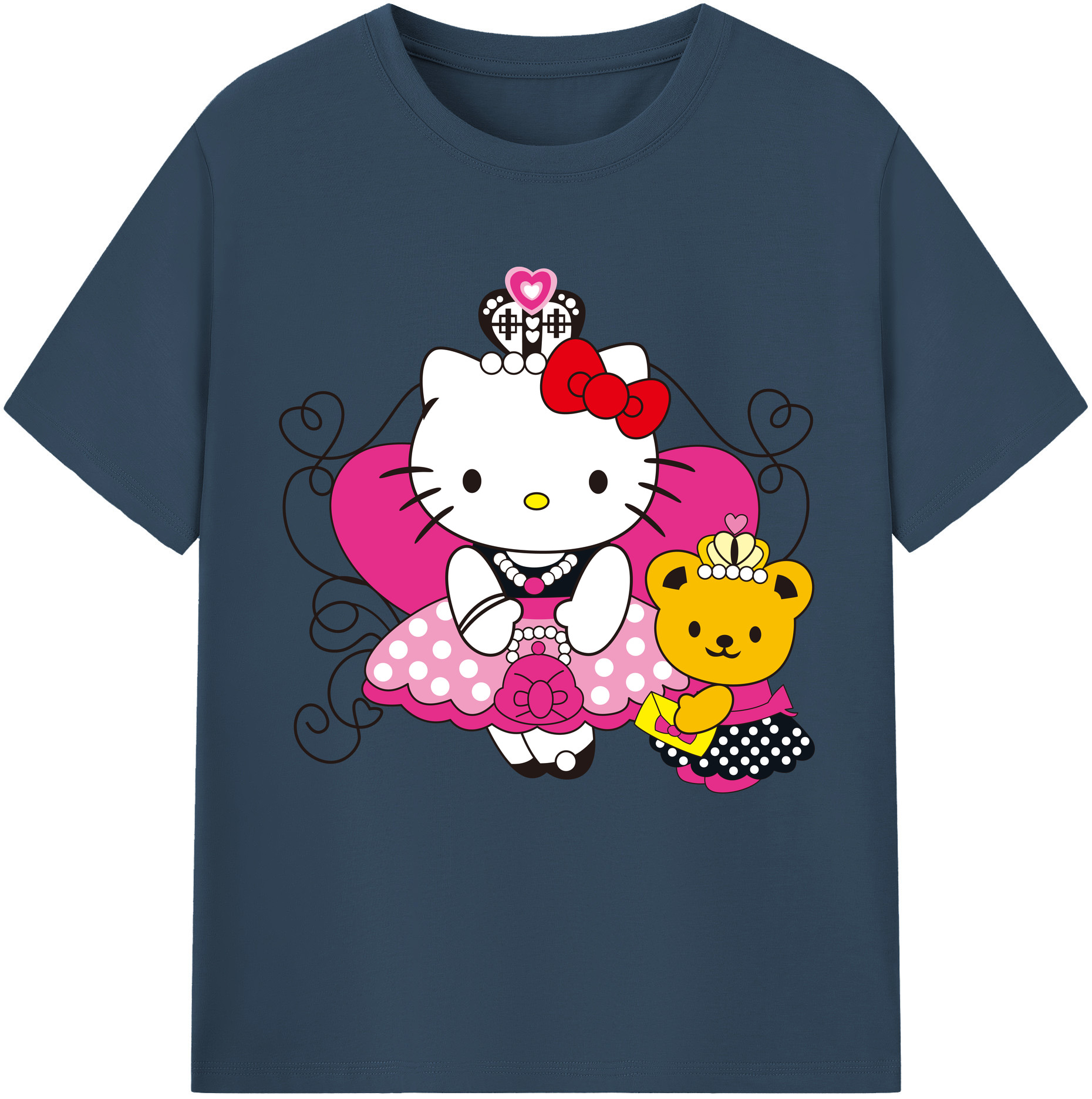 （画像用） Hello Kitty ハローキティ レディースカジュアルプリントTシャツ（綿100％）