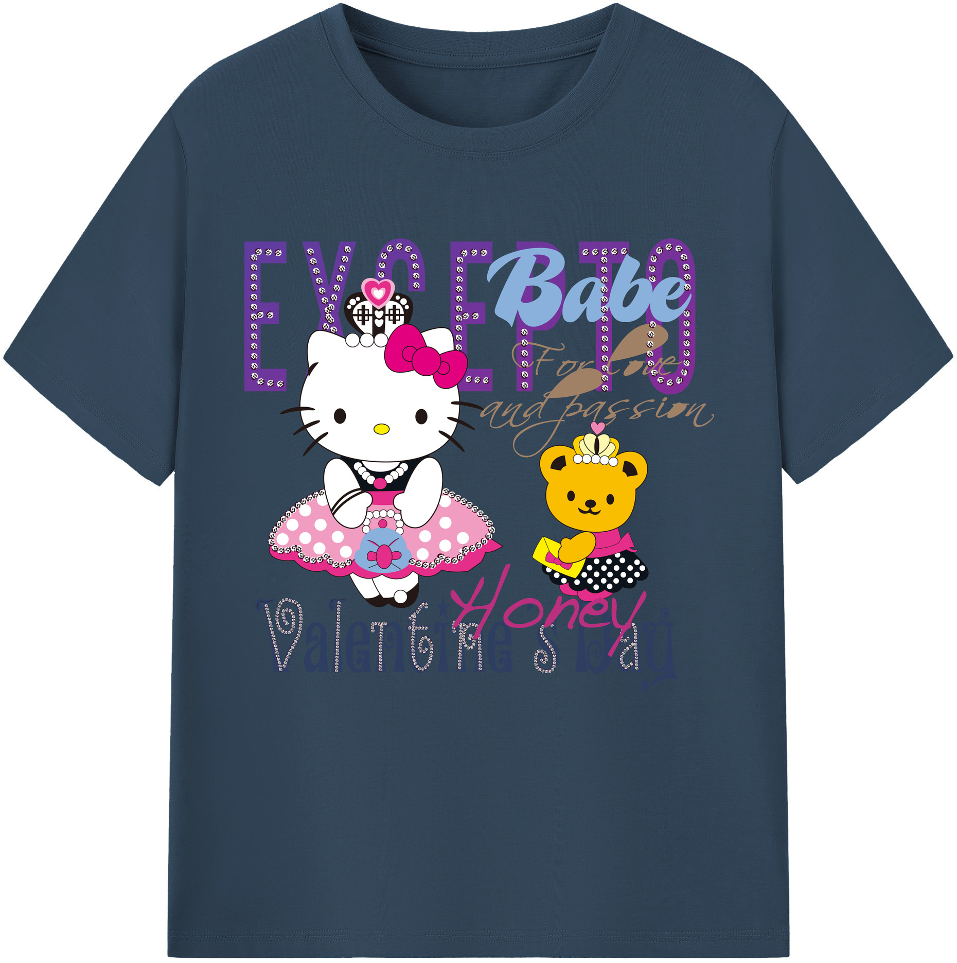 （画像用） Hello Kitty ハローキティ レディースカジュアルプリントTシャツ（綿100％）