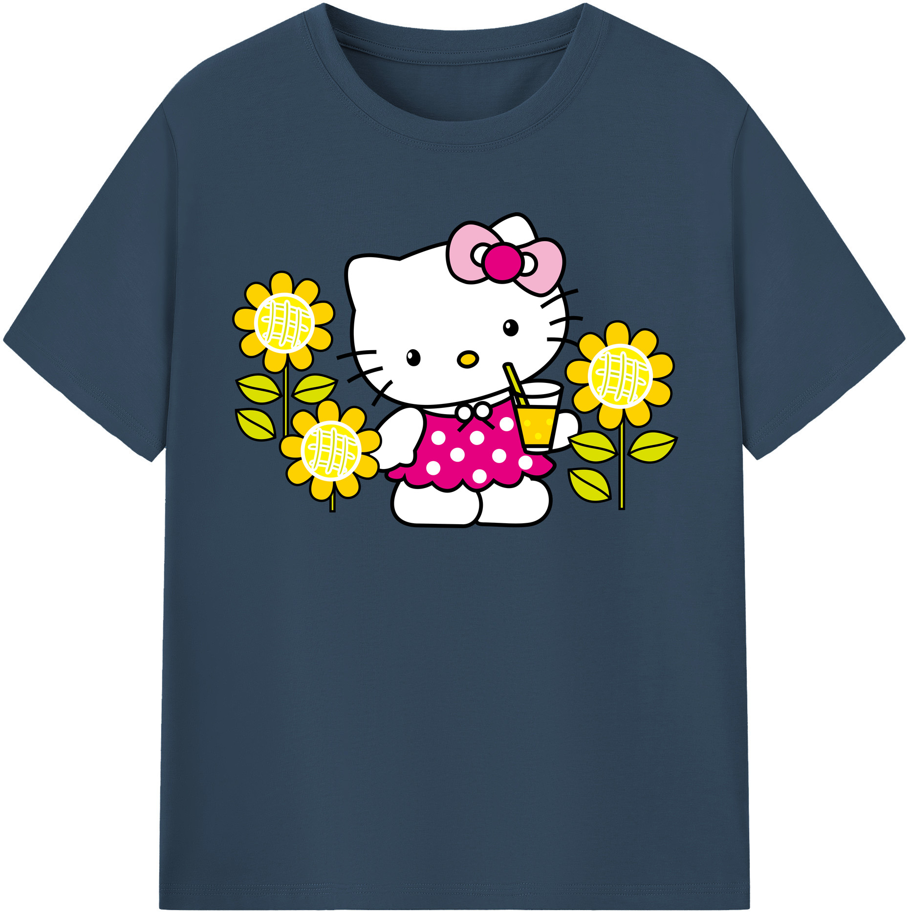 （画像用） Hello Kitty ハローキティ レディースカジュアルプリントTシャツ（綿100％）