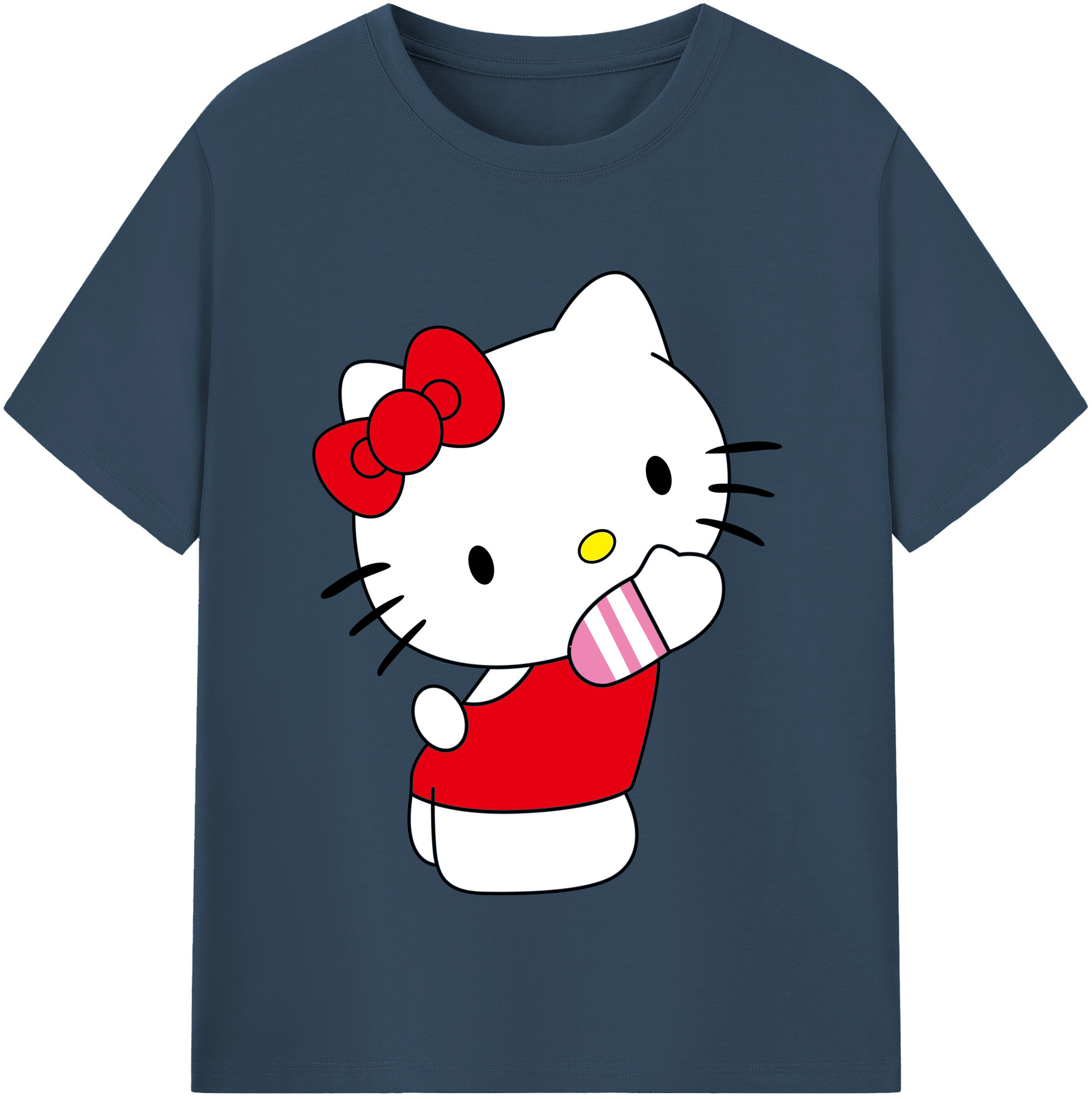 （画像用） Hello Kitty ハローキティ レディースカジュアルプリントTシャツ（綿100％）