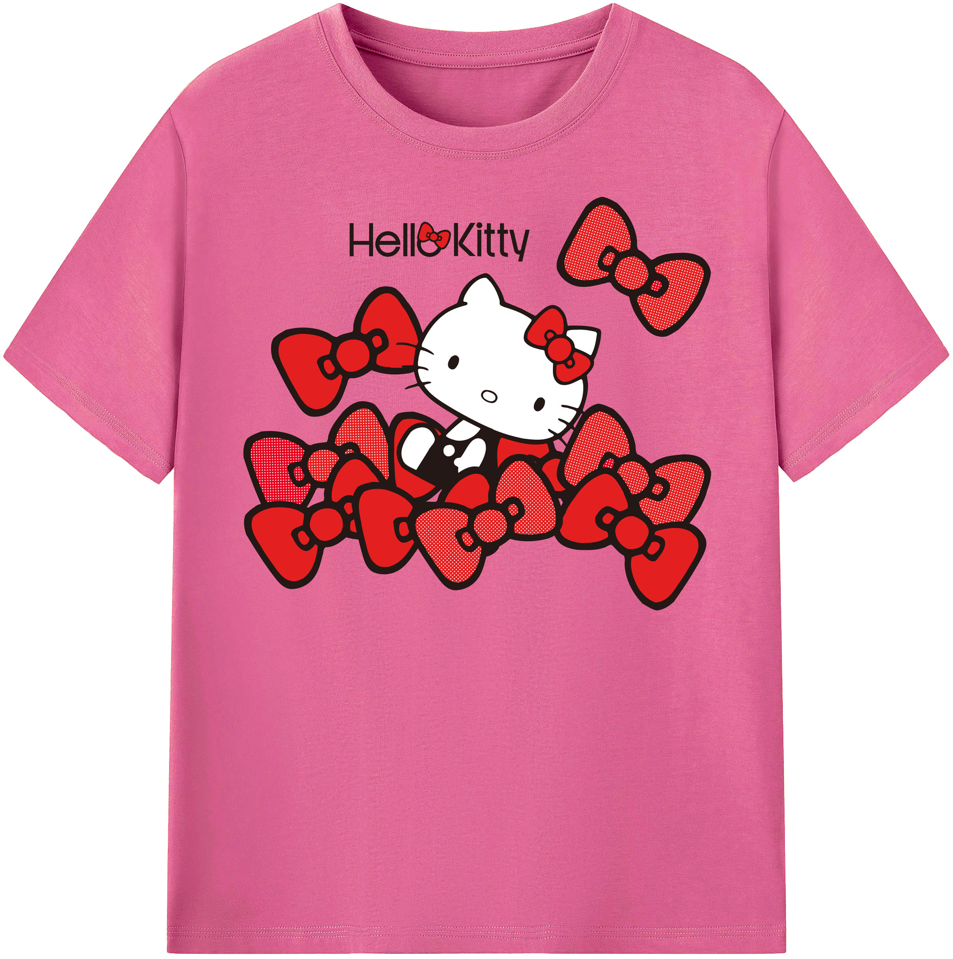 （画像用） Hello Kitty ハローキティ レディースカジュアルプリントTシャツ（綿100％）