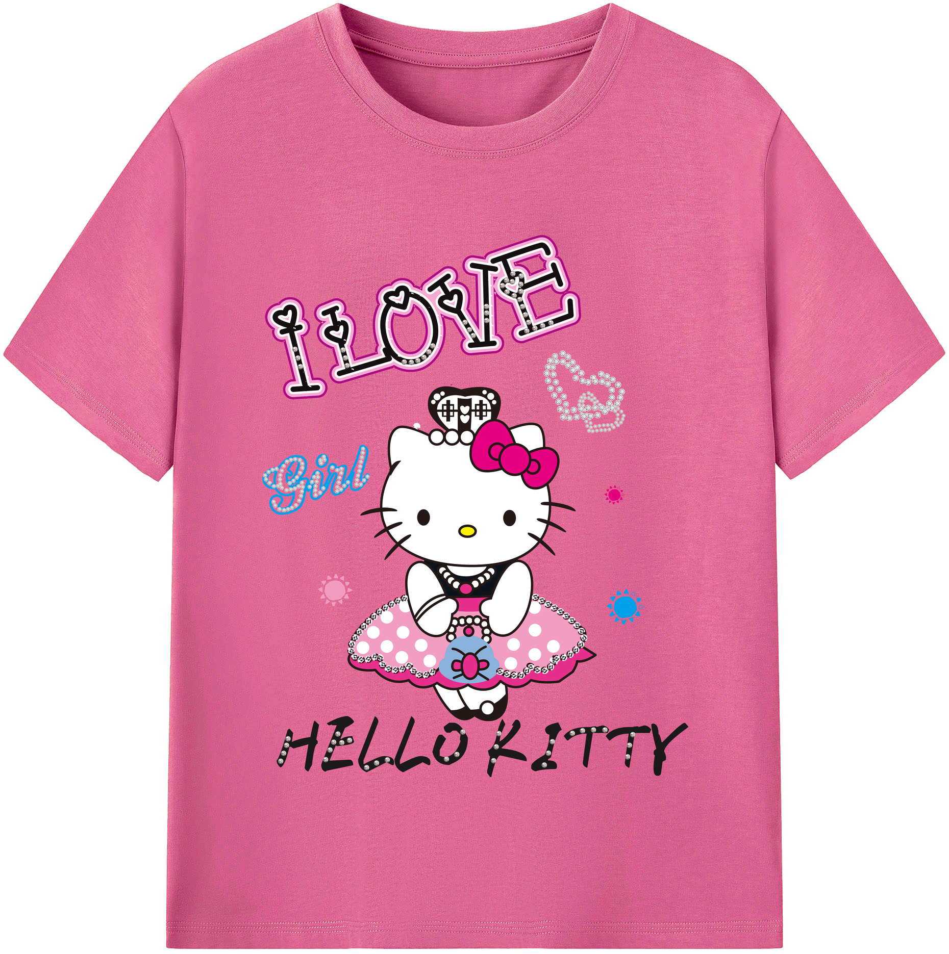 （画像用） Hello Kitty ハローキティ レディースカジュアルプリントTシャツ（綿100％）