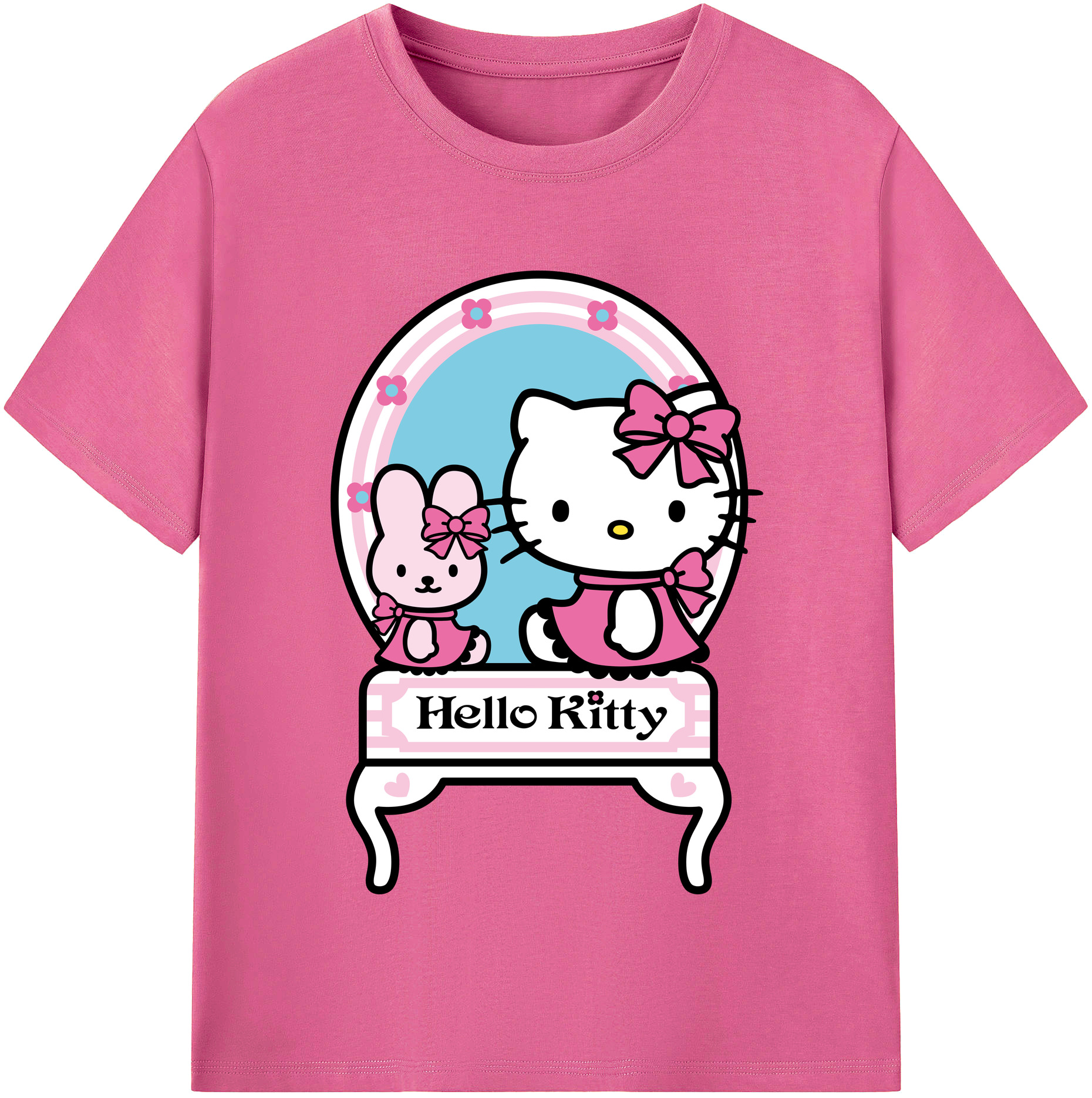 （画像用） Hello Kitty ハローキティ レディースカジュアルプリントTシャツ（綿100％）