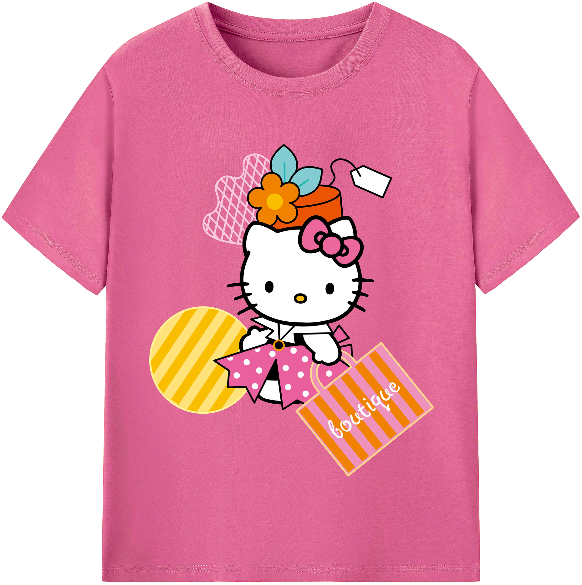 （画像用） Hello Kitty ハローキティ レディースカジュアルプリントTシャツ（綿100％）