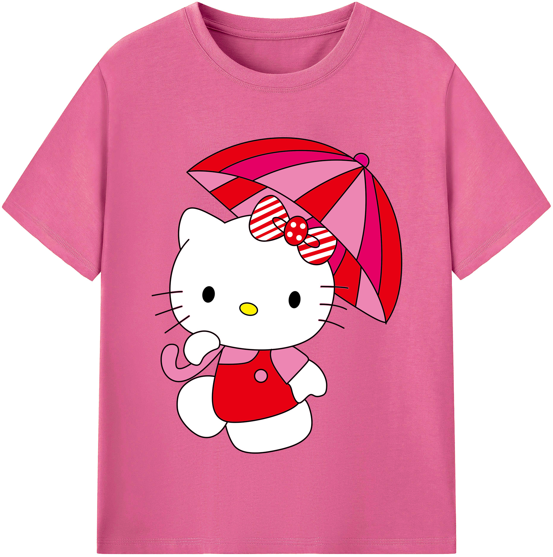 （画像用） Hello Kitty ハローキティ レディースカジュアルプリントTシャツ（綿100％）