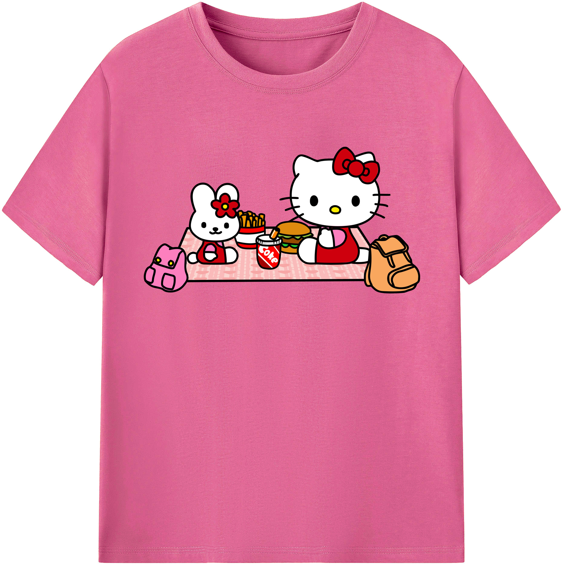 （画像用） Hello Kitty ハローキティ レディースカジュアルプリントTシャツ（綿100％）