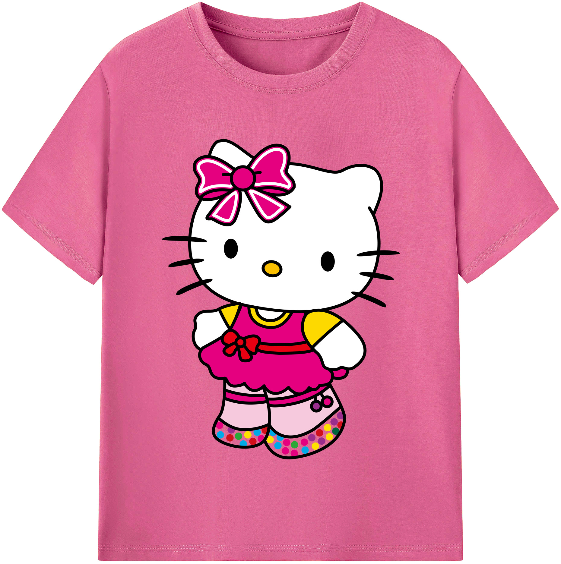 （画像用） Hello Kitty ハローキティ レディースカジュアルプリントTシャツ（綿100％）