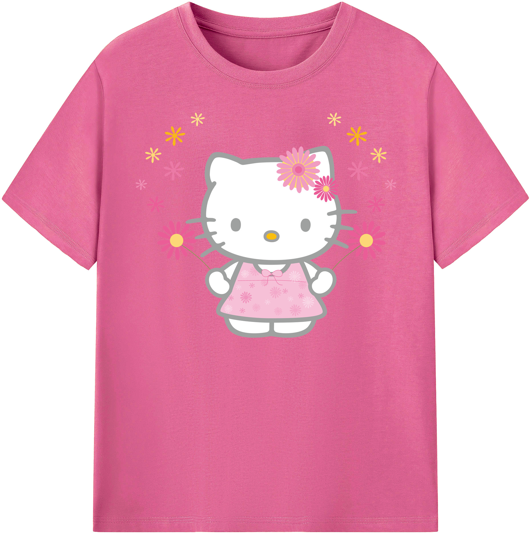 （画像用） Hello Kitty ハローキティ レディースカジュアルプリントTシャツ（綿100％）
