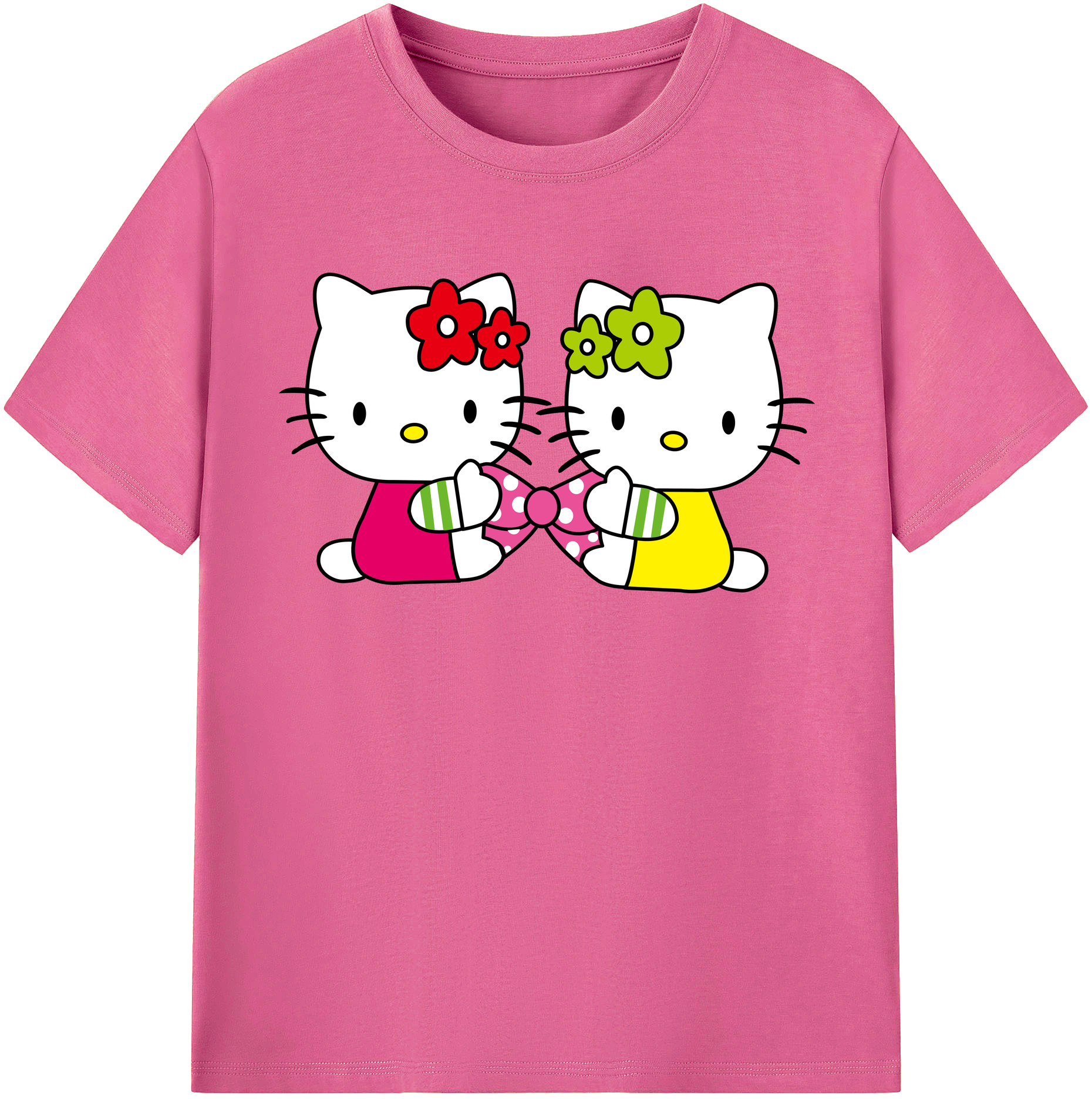 （画像用） Hello Kitty ハローキティ レディースカジュアルプリントTシャツ（綿100％）