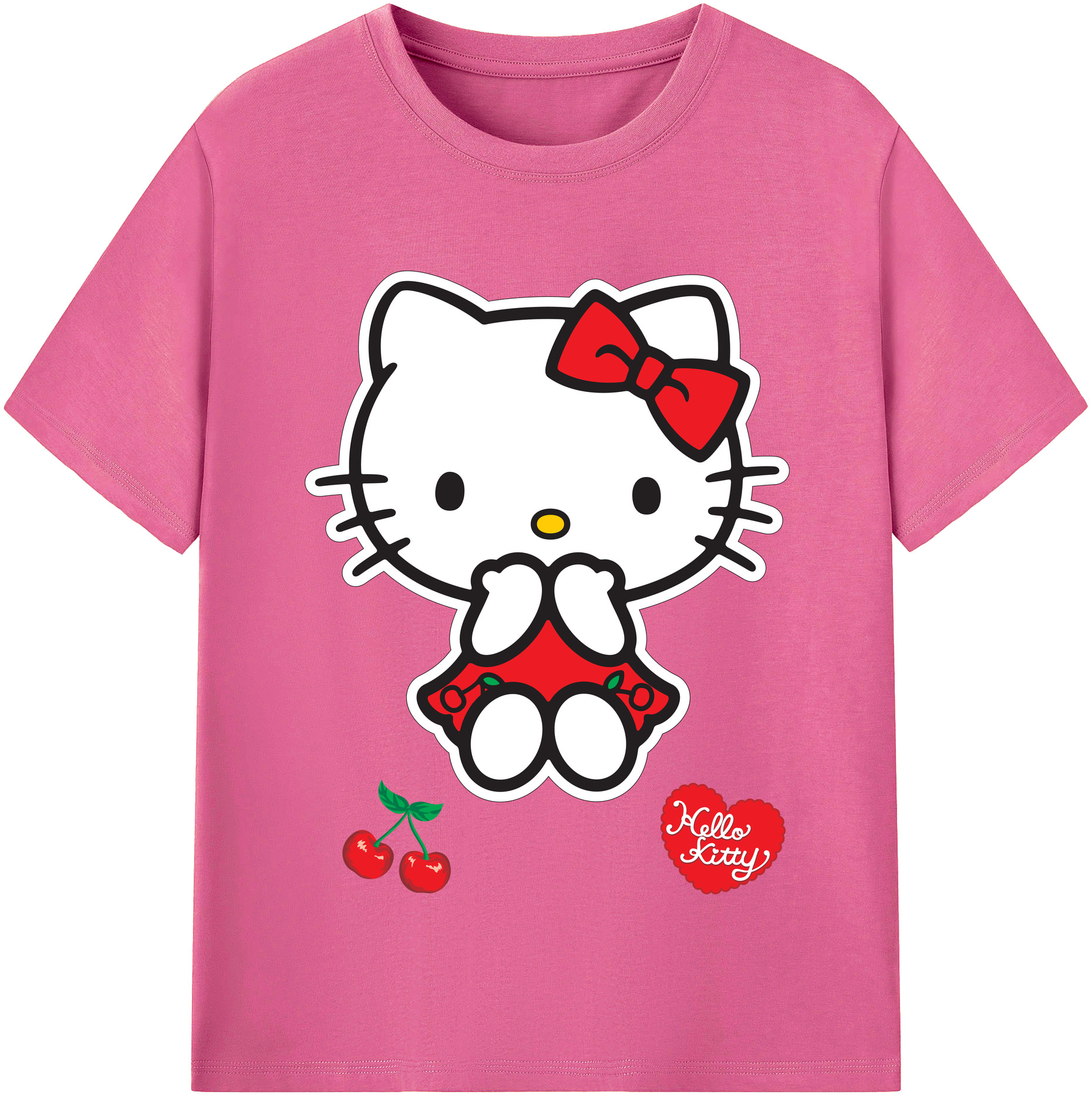 （画像用） Hello Kitty ハローキティ レディースカジュアルプリントTシャツ（綿100％）
