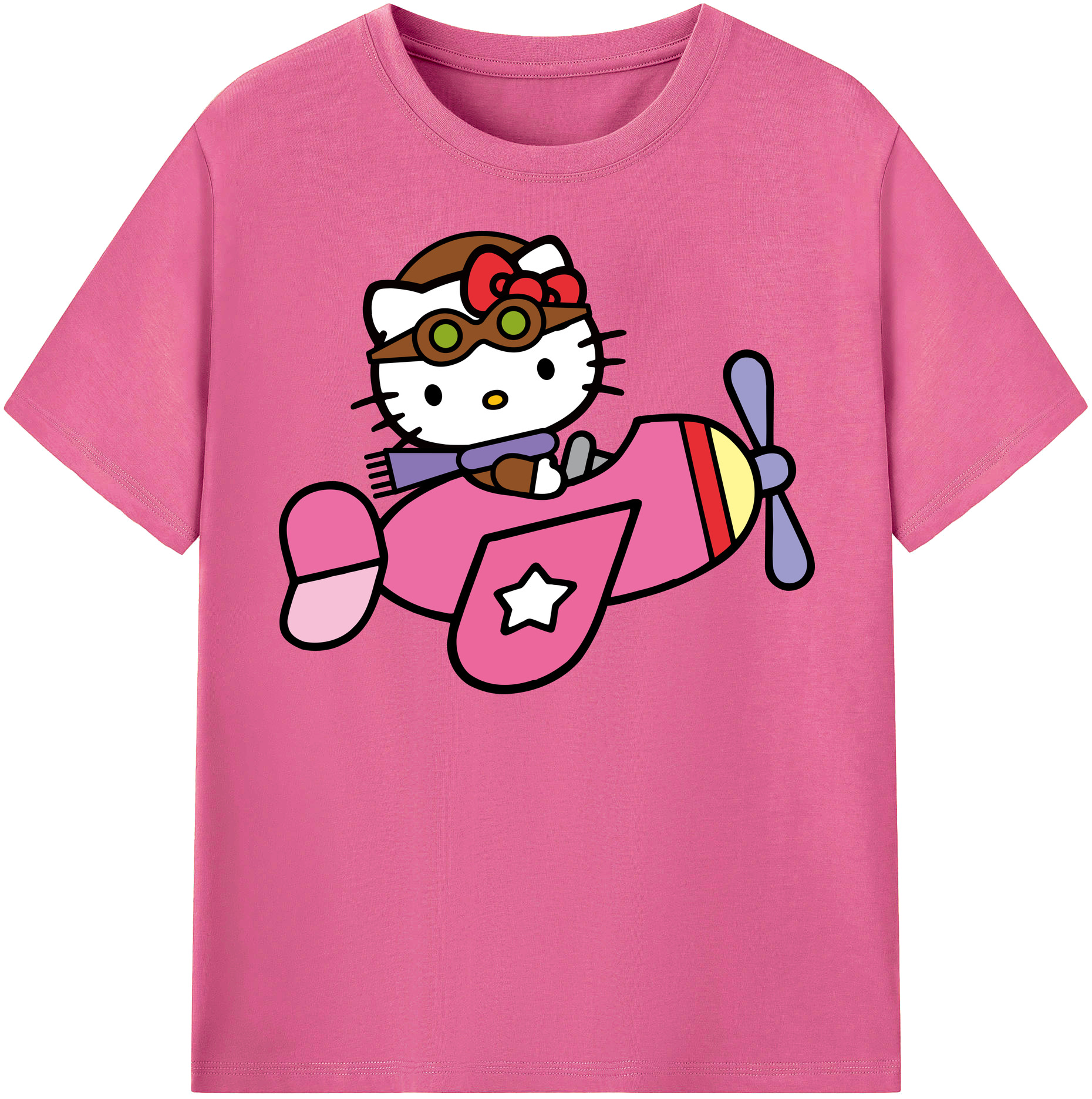 （画像用） Hello Kitty ハローキティ レディースカジュアルプリントTシャツ（綿100％）