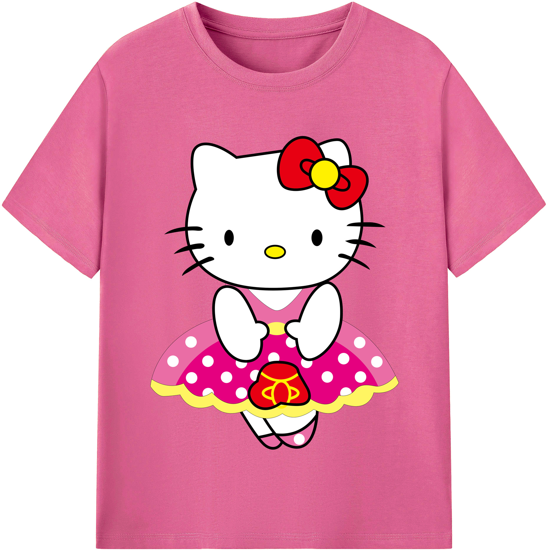 （画像用） Hello Kitty ハローキティ レディースカジュアルプリントTシャツ（綿100％）