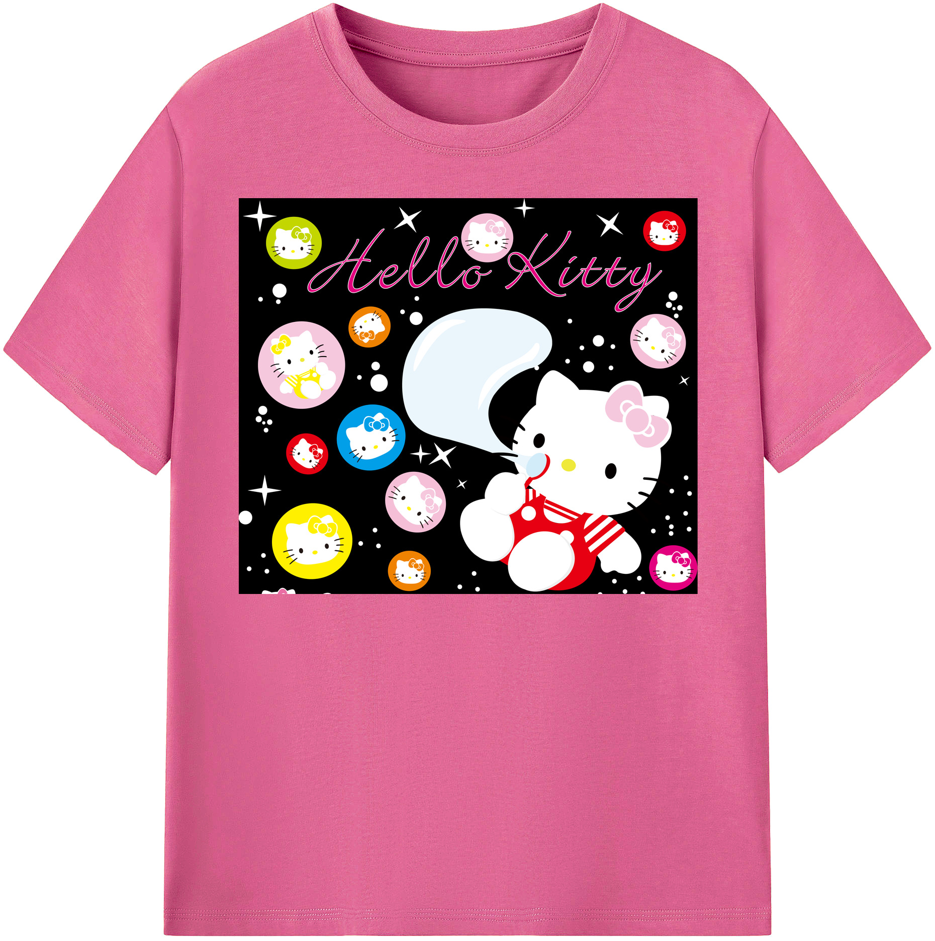 （画像用） Hello Kitty ハローキティ レディースカジュアルプリントTシャツ（綿100％）
