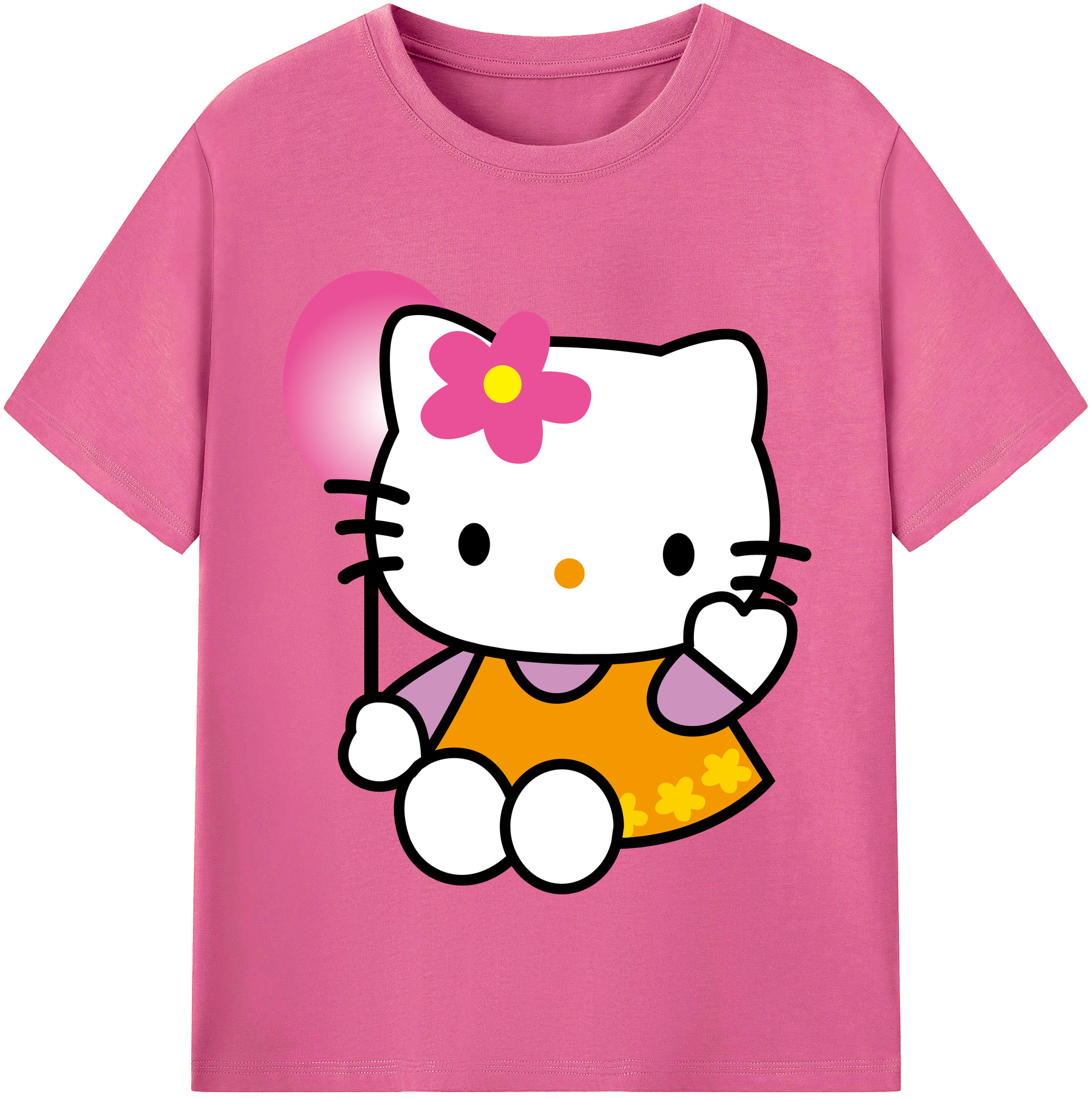 （画像用） Hello Kitty ハローキティ レディースカジュアルプリントTシャツ（綿100％）