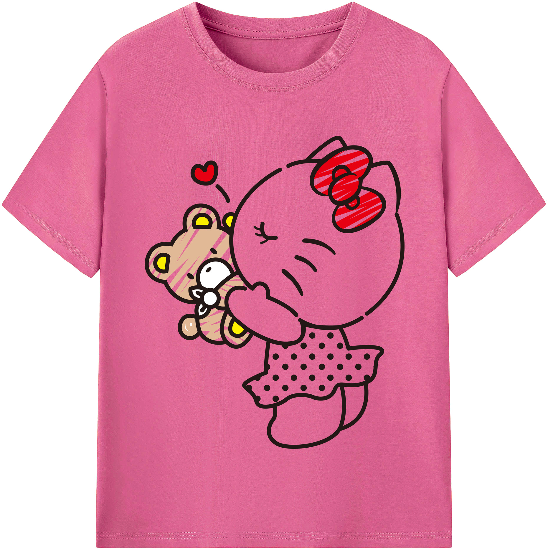 （画像用） Hello Kitty ハローキティ レディースカジュアルプリントTシャツ（綿100％）