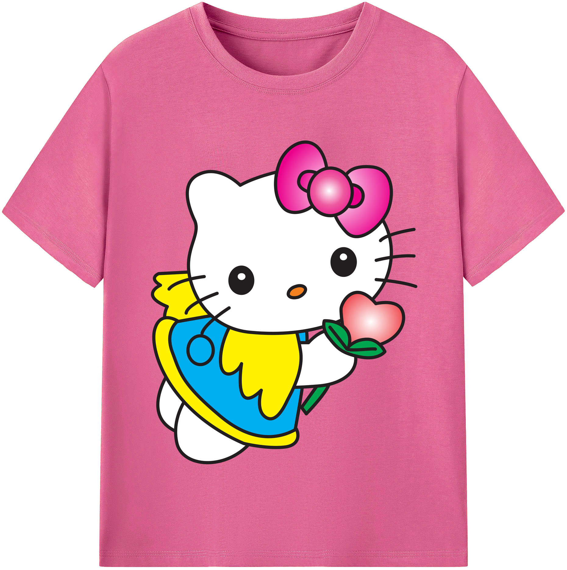 （画像用） Hello Kitty ハローキティ レディースカジュアルプリントTシャツ（綿100％）