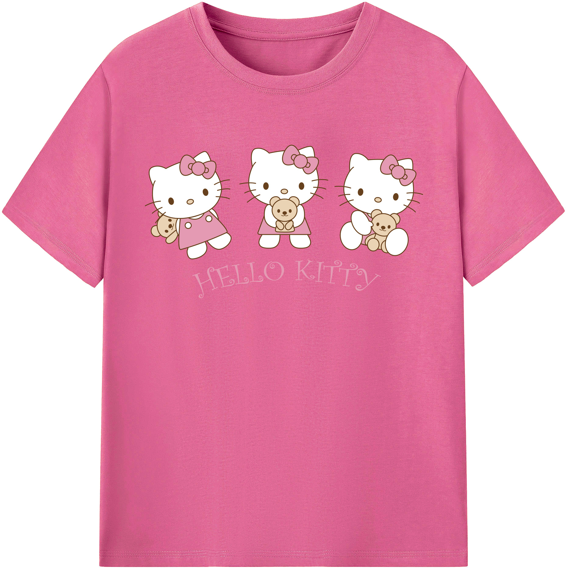 （画像用） Hello Kitty ハローキティ レディースカジュアルプリントTシャツ（綿100％）