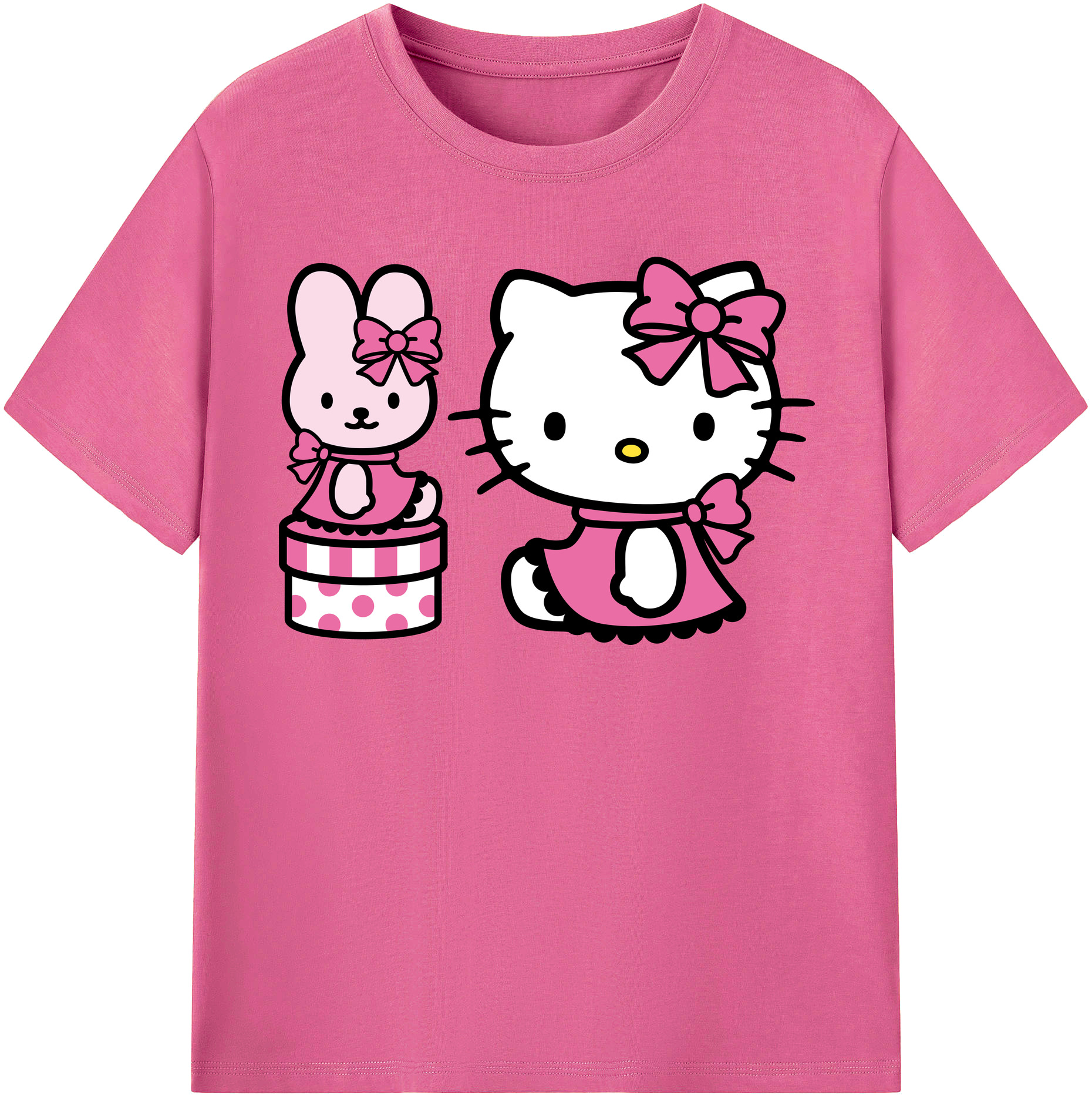 （画像用） Hello Kitty ハローキティ レディースカジュアルプリントTシャツ（綿100％）