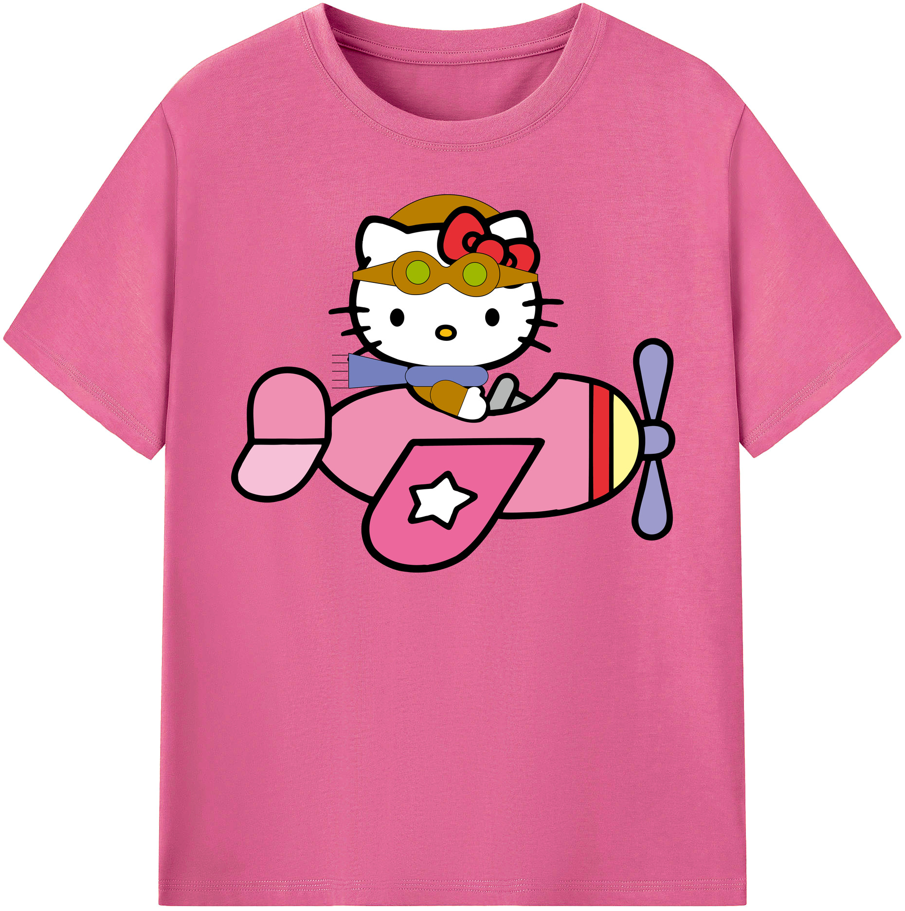 （画像用） Hello Kitty ハローキティ レディースカジュアルプリントTシャツ（綿100％）