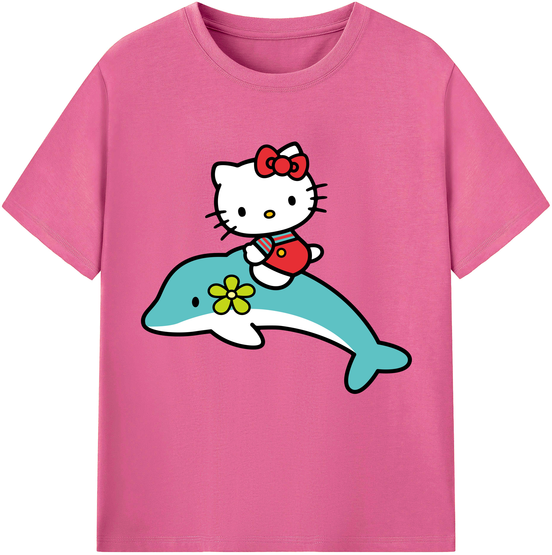 （画像用） Hello Kitty ハローキティ レディースカジュアルプリントTシャツ（綿100％）