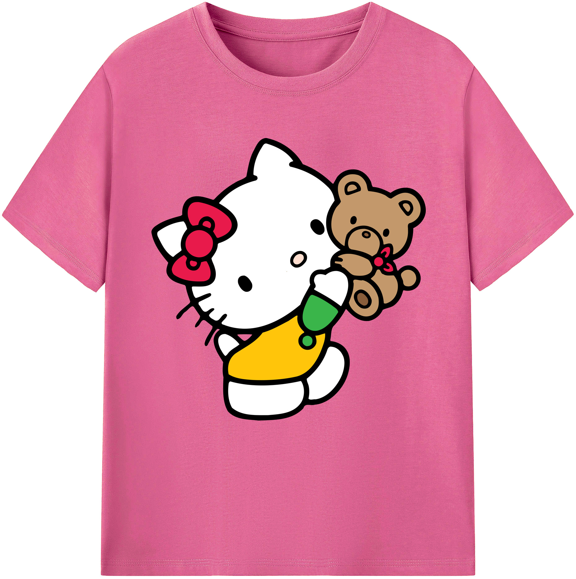 （画像用） Hello Kitty ハローキティ レディースカジュアルプリントTシャツ（綿100％）
