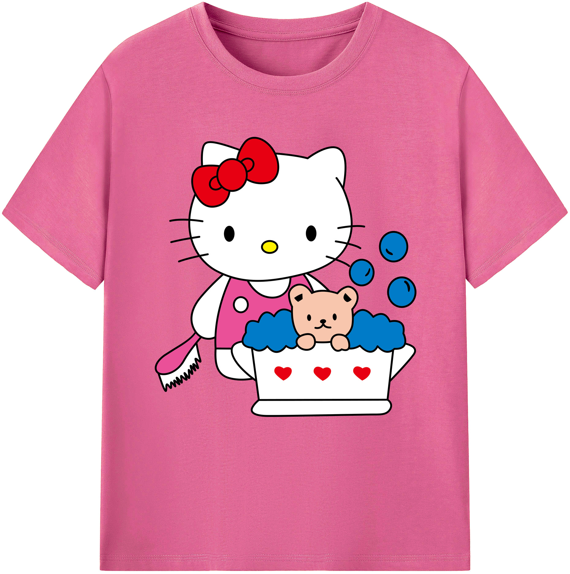 （画像用） Hello Kitty ハローキティ レディースカジュアルプリントTシャツ（綿100％）