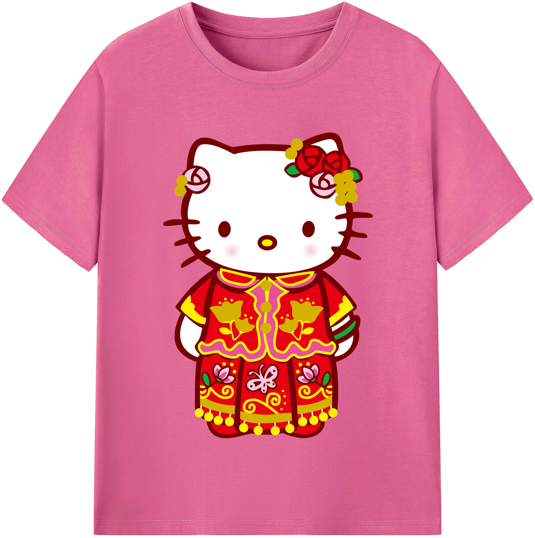 （画像用） Hello Kitty ハローキティ レディースカジュアルプリントTシャツ（綿100％）