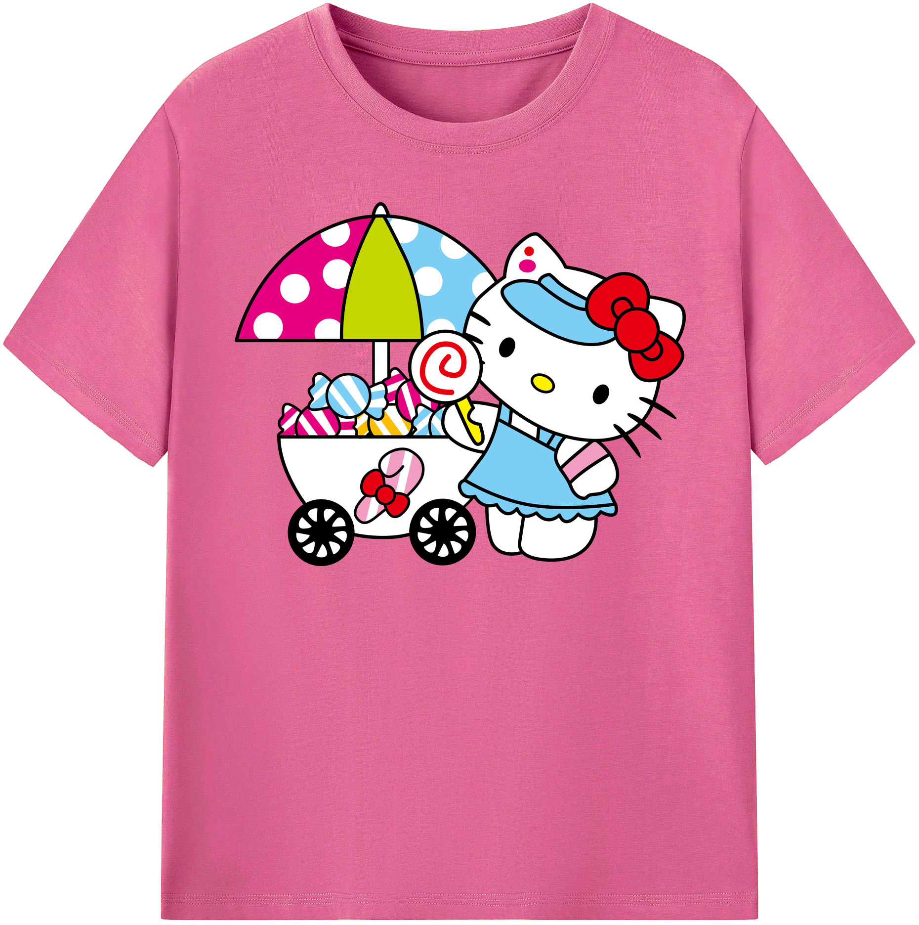 （画像用） Hello Kitty ハローキティ レディースカジュアルプリントTシャツ（綿100％）