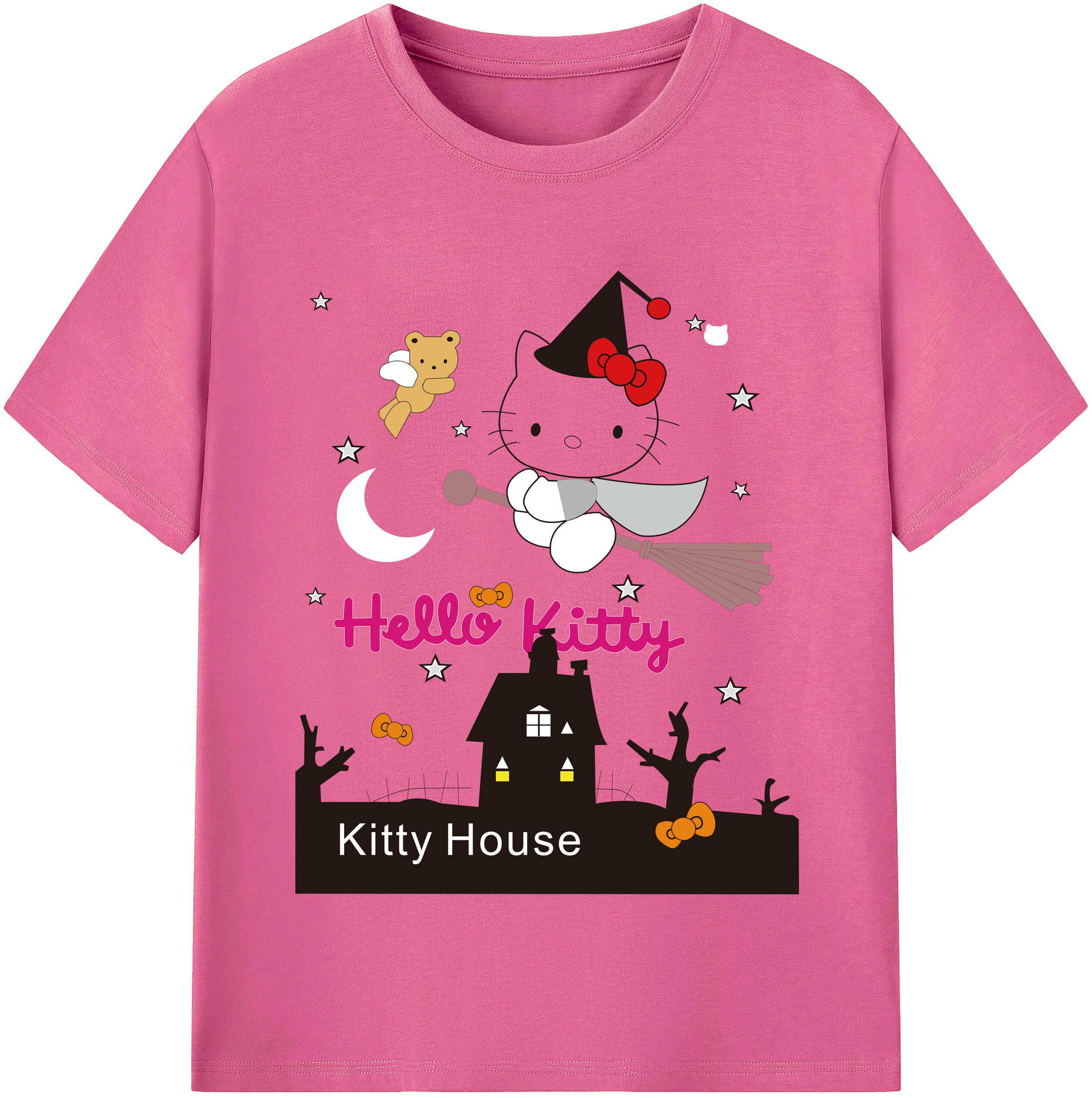 （画像用） Hello Kitty ハローキティ レディースカジュアルプリントTシャツ（綿100％）