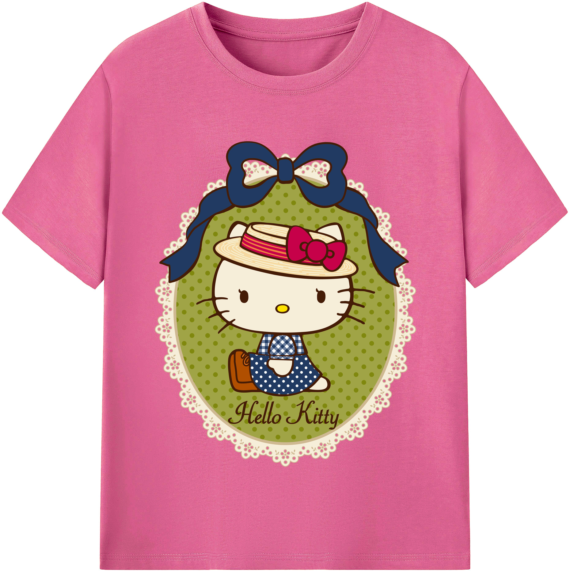 （画像用） Hello Kitty ハローキティ レディースカジュアルプリントTシャツ（綿100％）