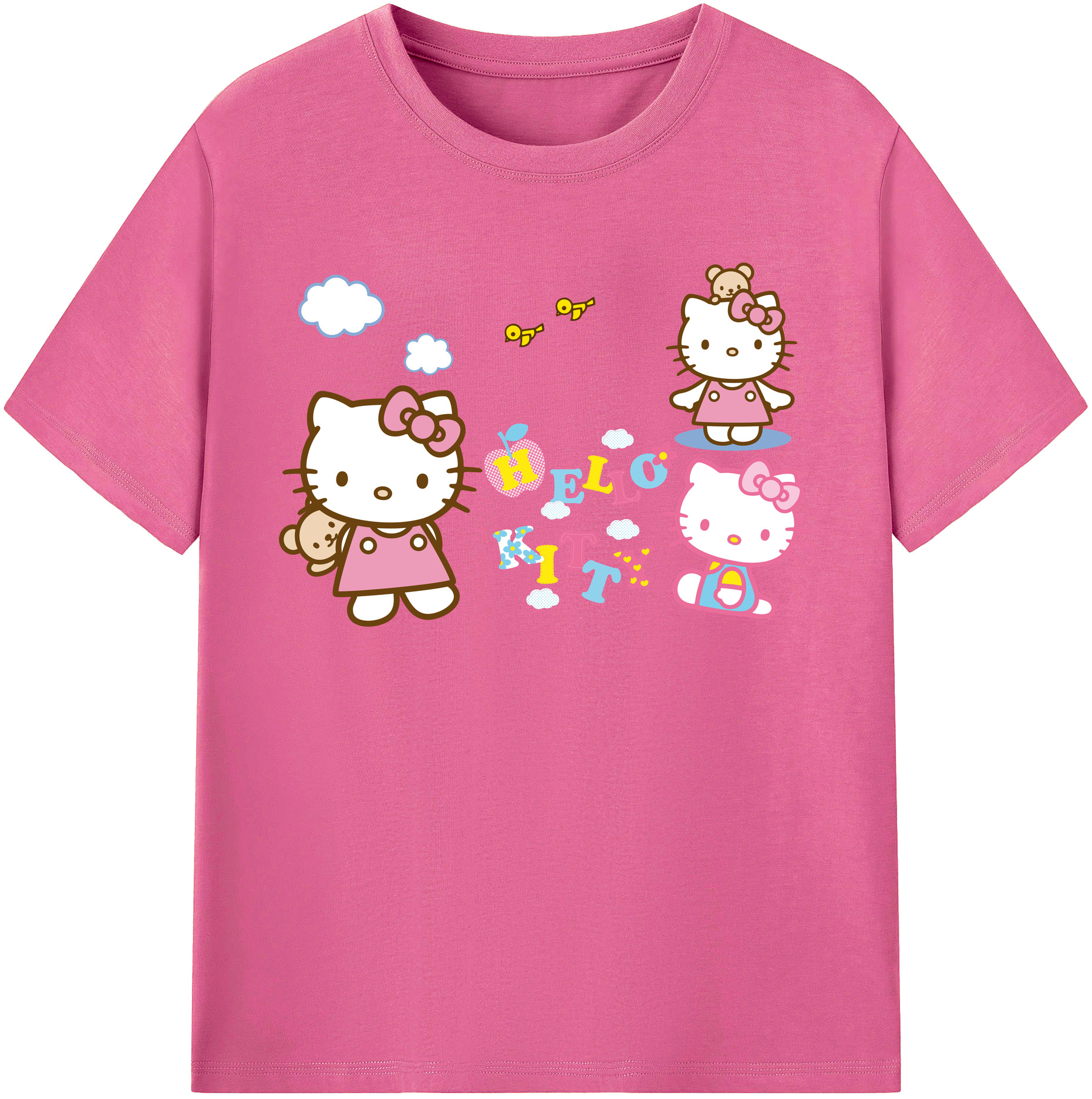 （画像用） Hello Kitty ハローキティ レディースカジュアルプリントTシャツ（綿100％）