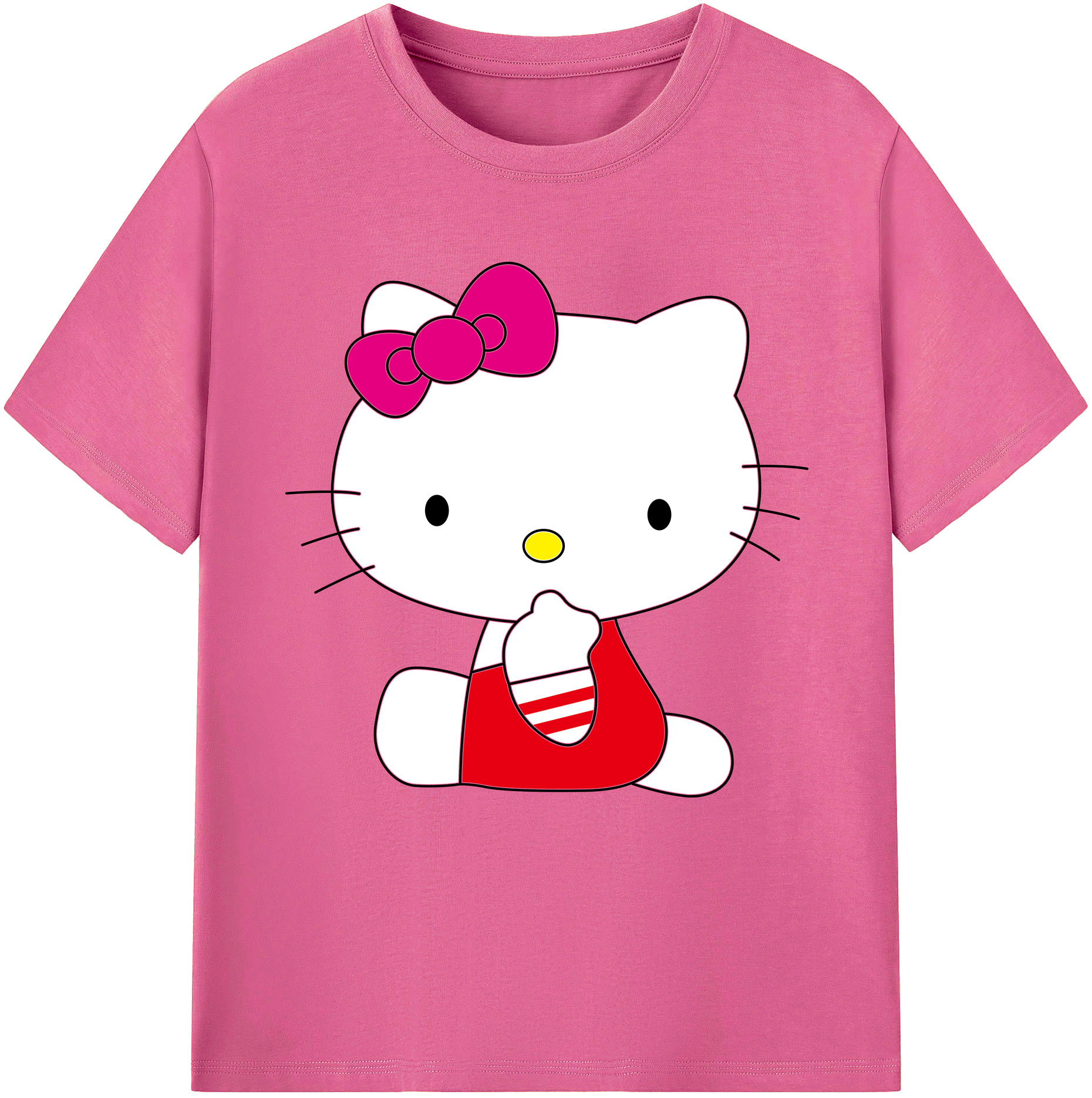 （画像用） Hello Kitty ハローキティ レディースカジュアルプリントTシャツ（綿100％）