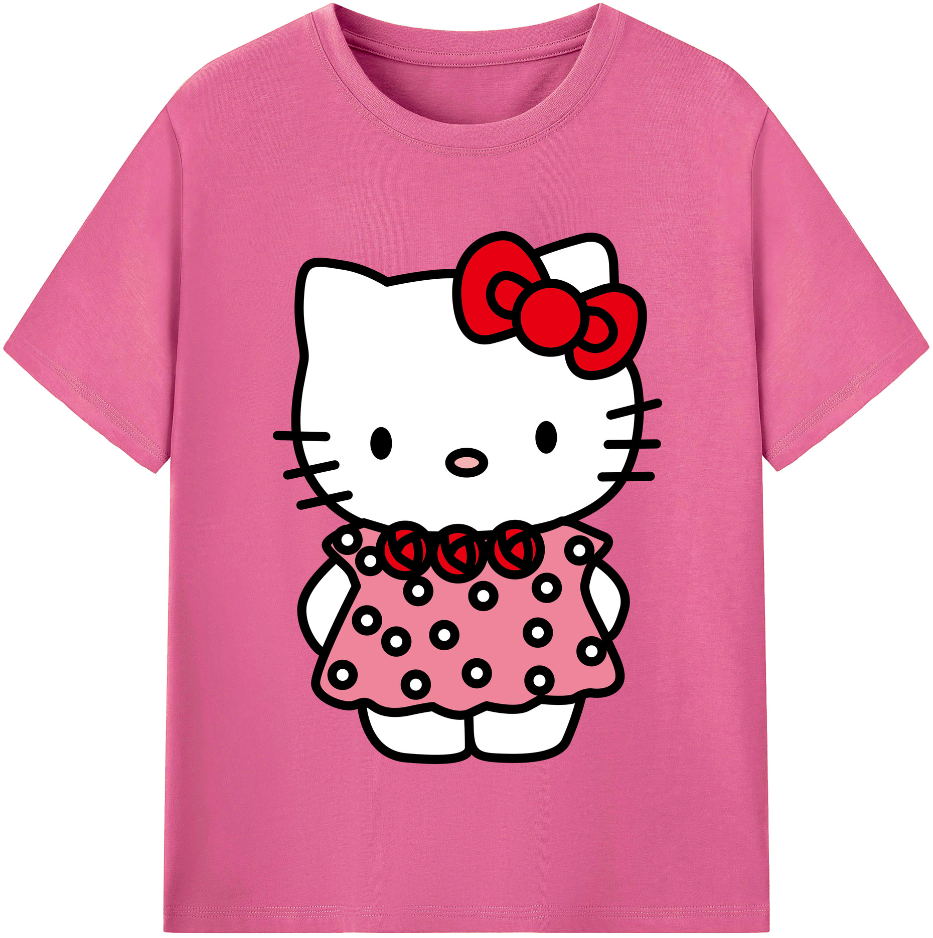 （画像用） Hello Kitty ハローキティ レディースカジュアルプリントTシャツ（綿100％）