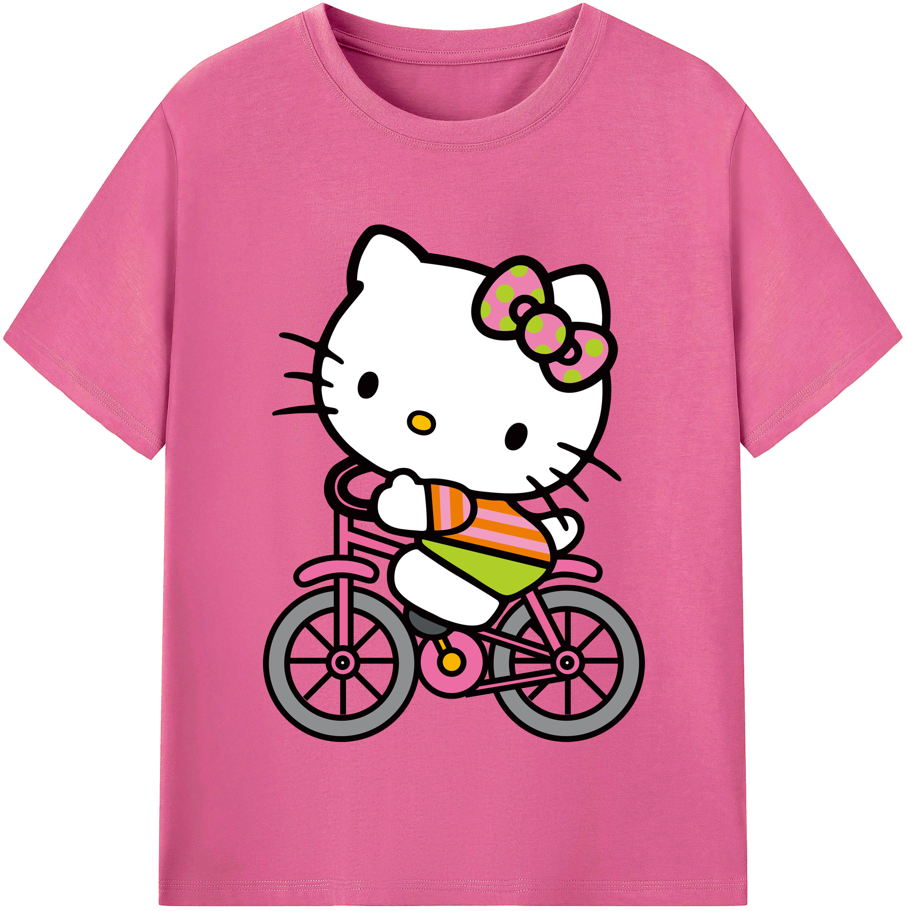（画像用） Hello Kitty ハローキティ レディースカジュアルプリントTシャツ（綿100％）