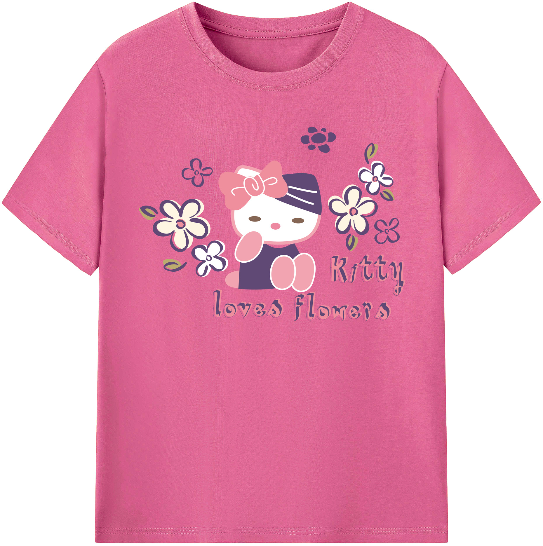 （画像用） Hello Kitty ハローキティ レディースカジュアルプリントTシャツ（綿100％）