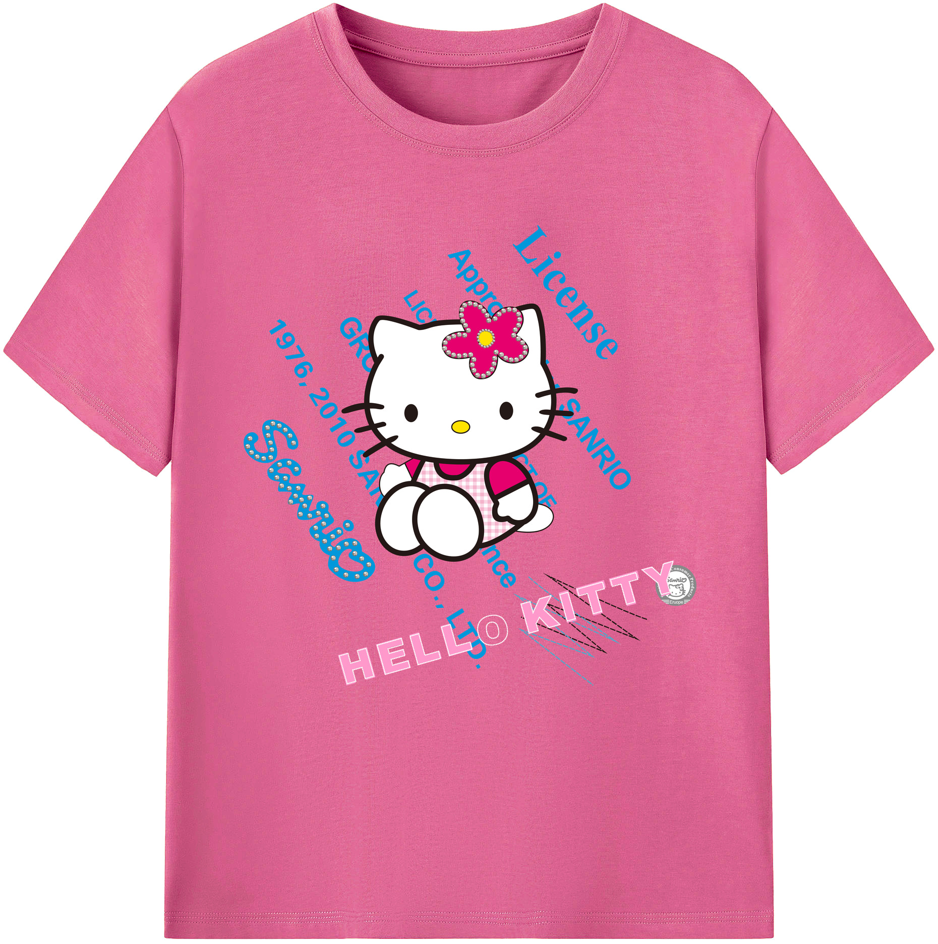 （画像用） Hello Kitty ハローキティ レディースカジュアルプリントTシャツ（綿100％）